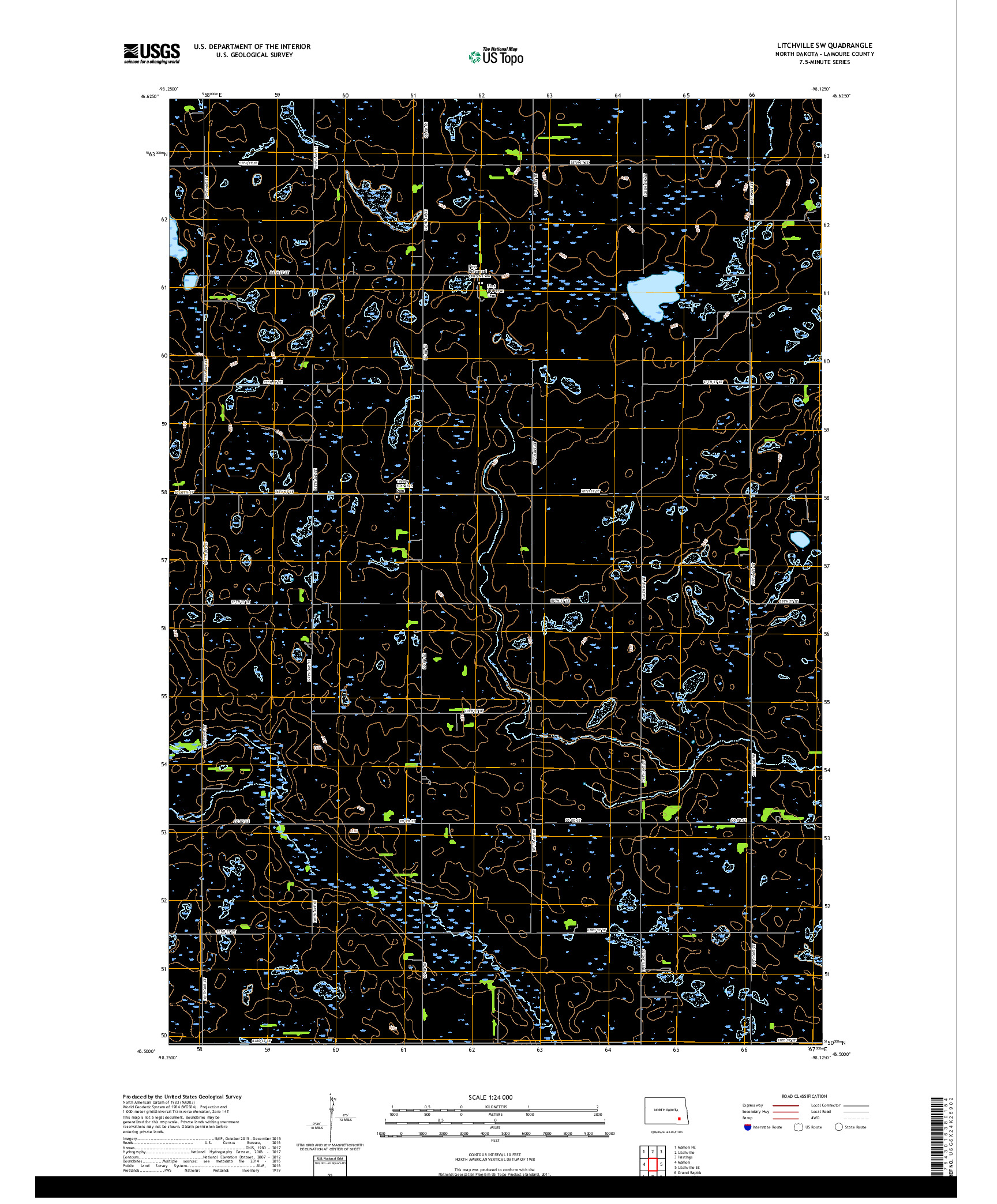 USGS US TOPO 7.5-MINUTE MAP FOR LITCHVILLE SW, ND 2017