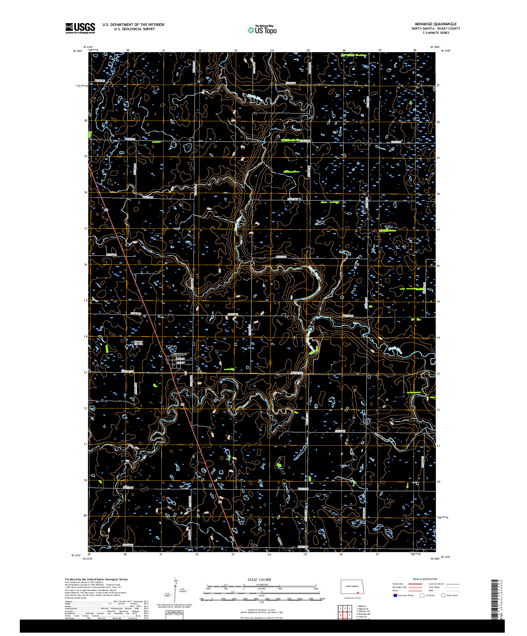 USGS US TOPO 7.5-MINUTE MAP FOR MONANGO, ND 2017