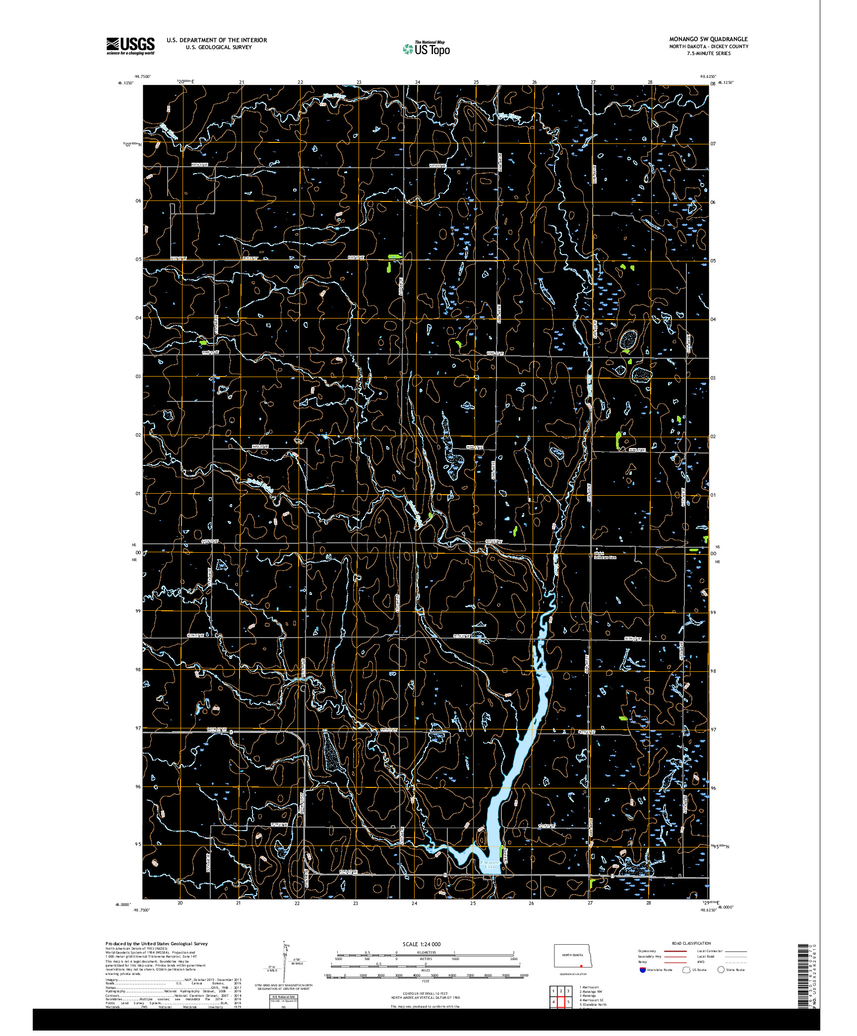 USGS US TOPO 7.5-MINUTE MAP FOR MONANGO SW, ND 2017