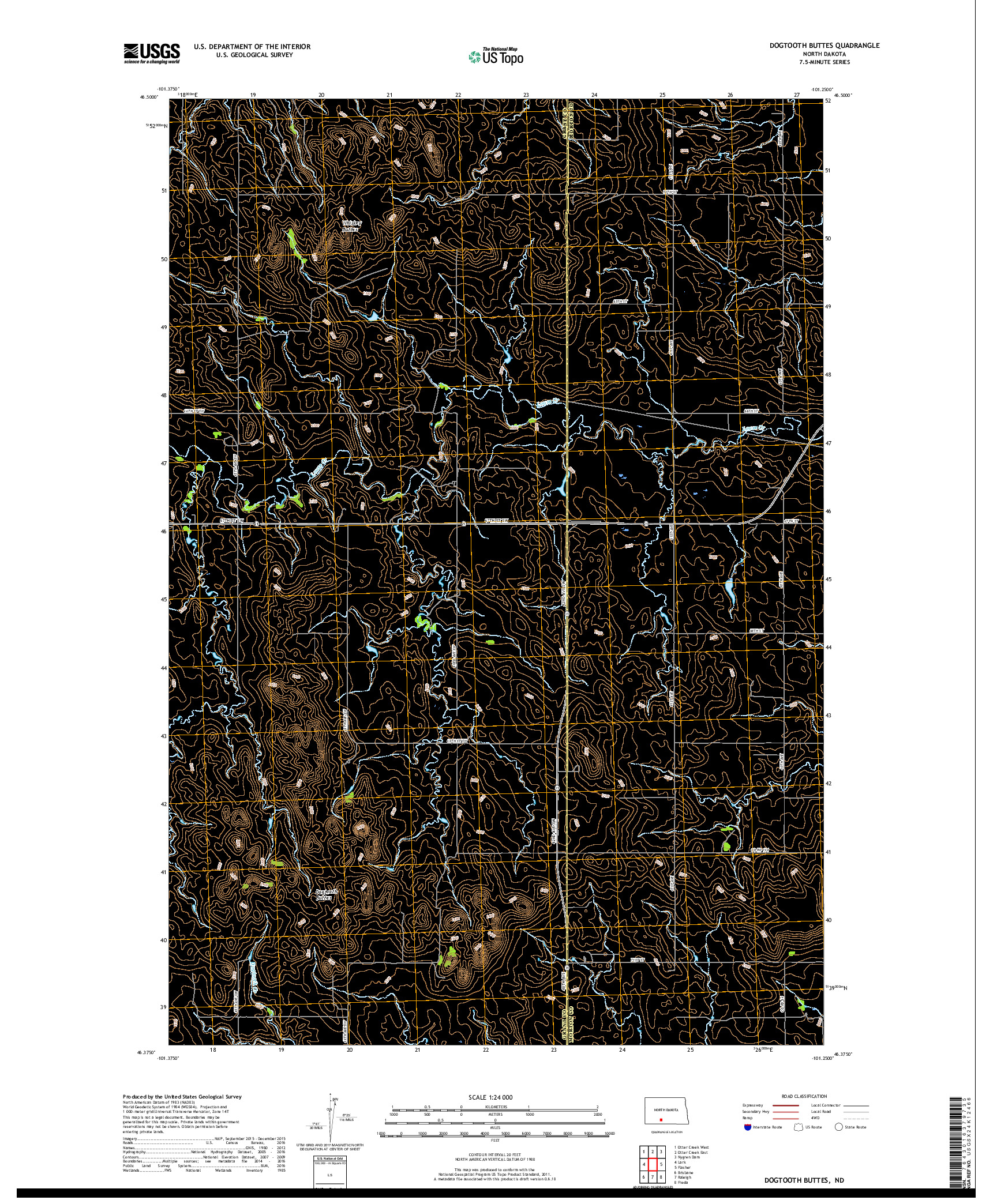 USGS US TOPO 7.5-MINUTE MAP FOR DOGTOOTH BUTTES, ND 2017