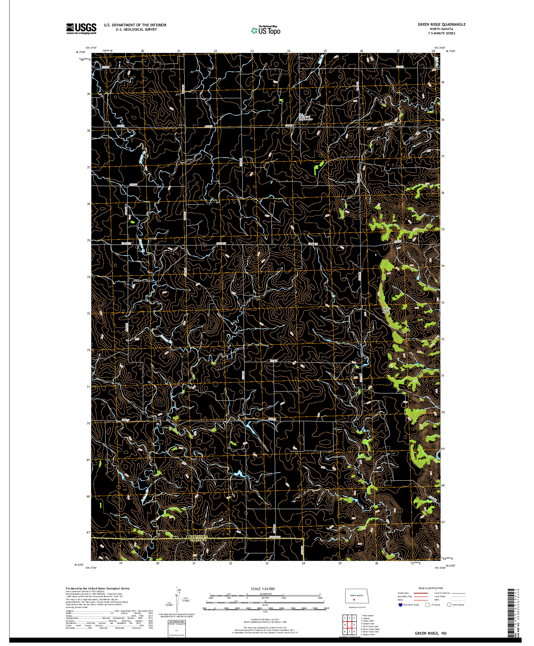 USGS US TOPO 7.5-MINUTE MAP FOR GREEN RIDGE, ND 2017