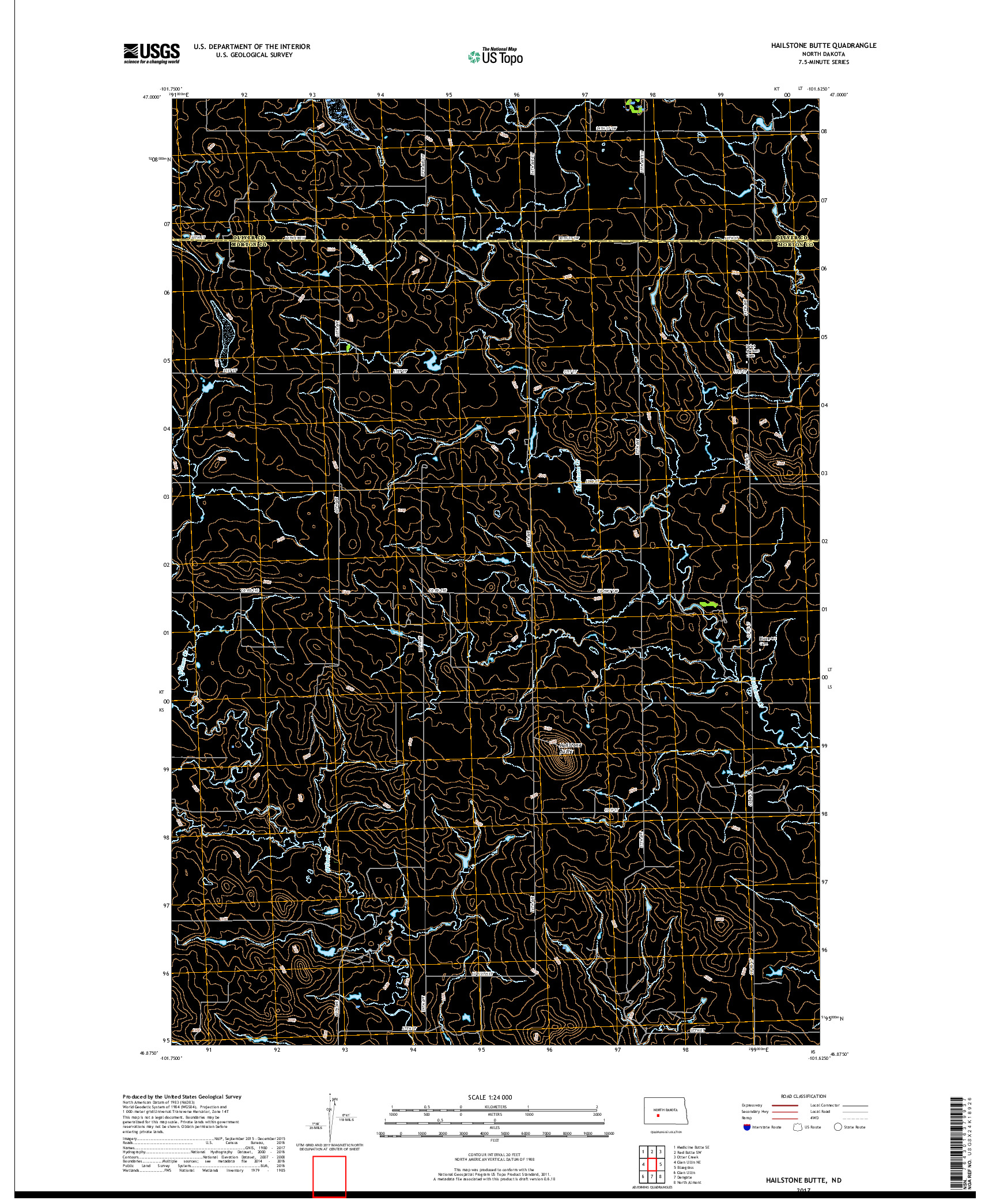 USGS US TOPO 7.5-MINUTE MAP FOR HAILSTONE BUTTE, ND 2017