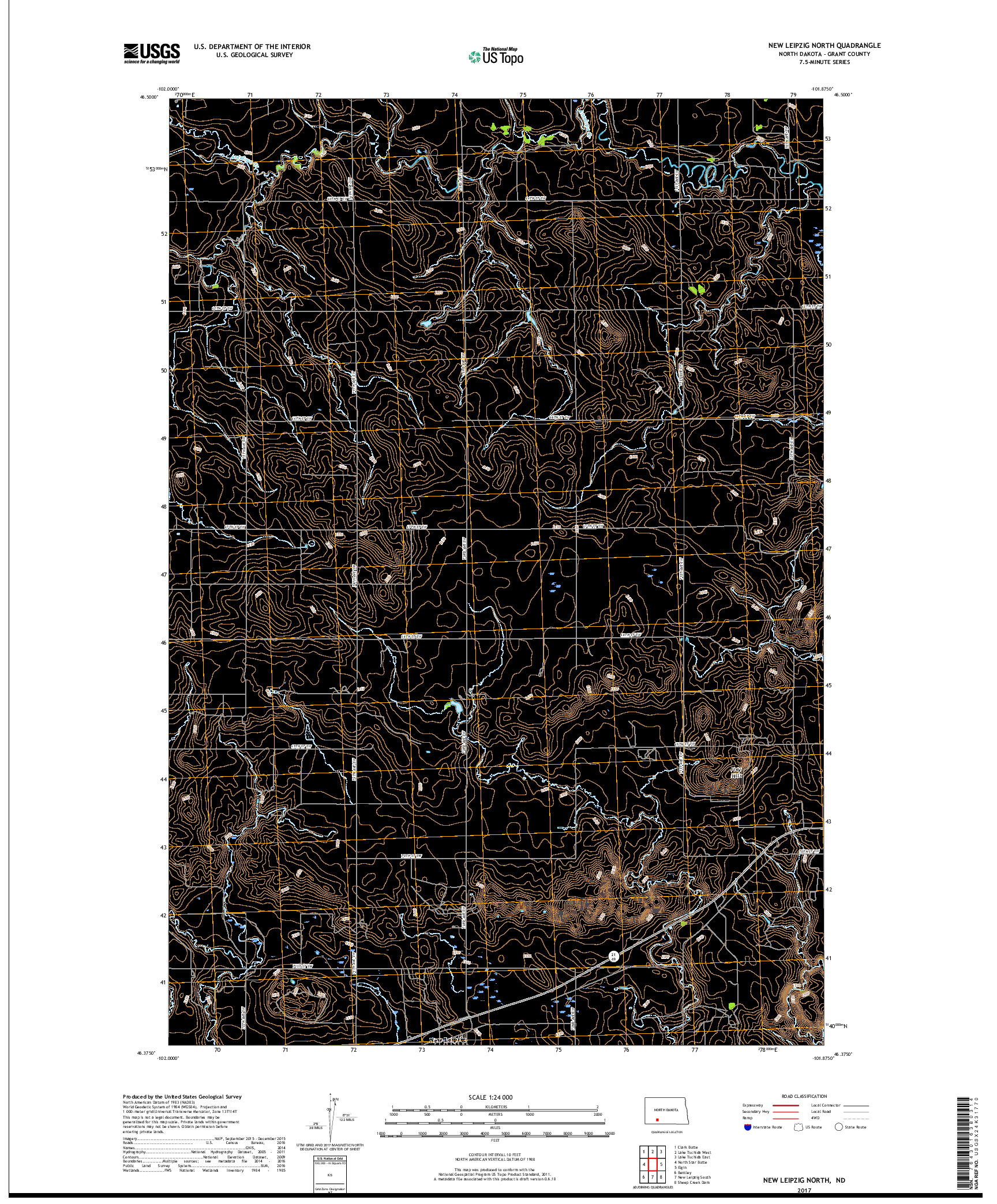 USGS US TOPO 7.5-MINUTE MAP FOR NEW LEIPZIG NORTH, ND 2017