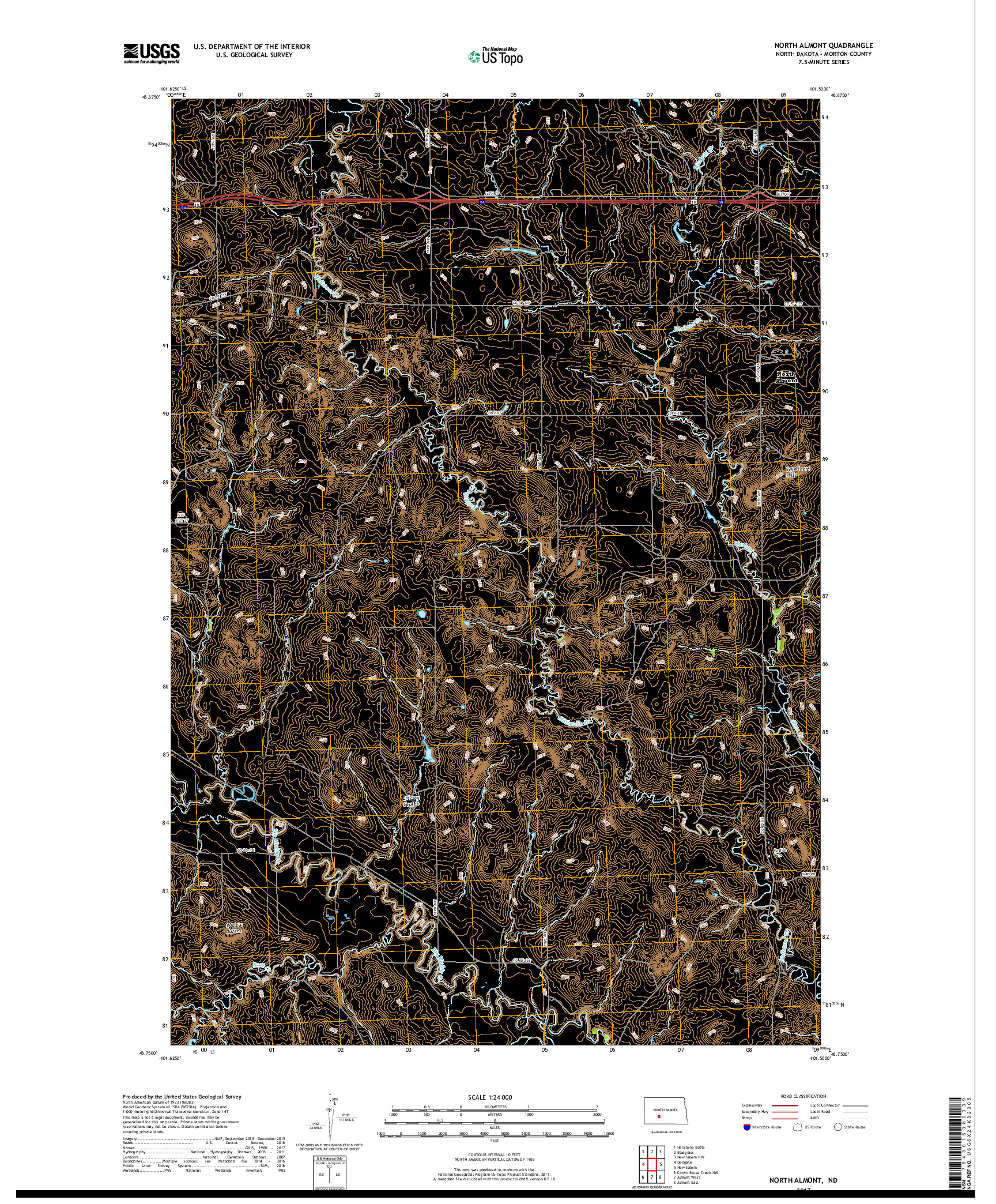 USGS US TOPO 7.5-MINUTE MAP FOR NORTH ALMONT, ND 2017