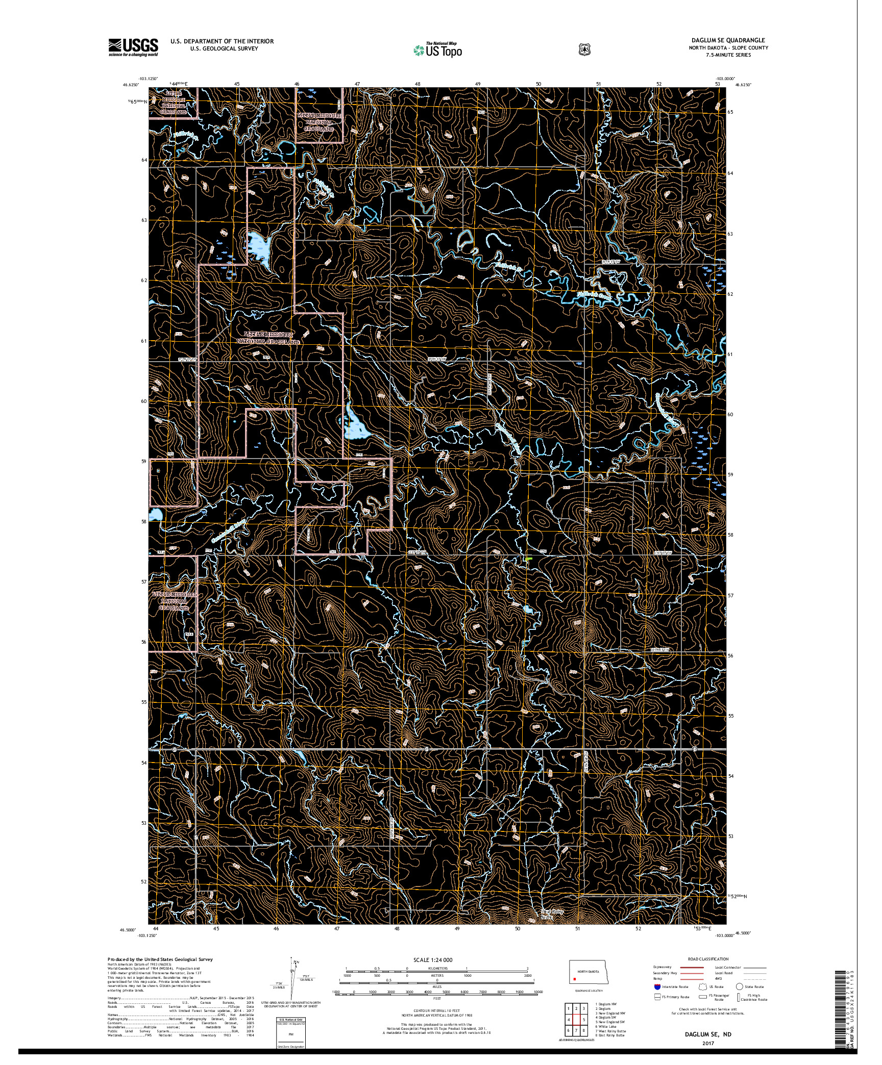 USGS US TOPO 7.5-MINUTE MAP FOR DAGLUM SE, ND 2017