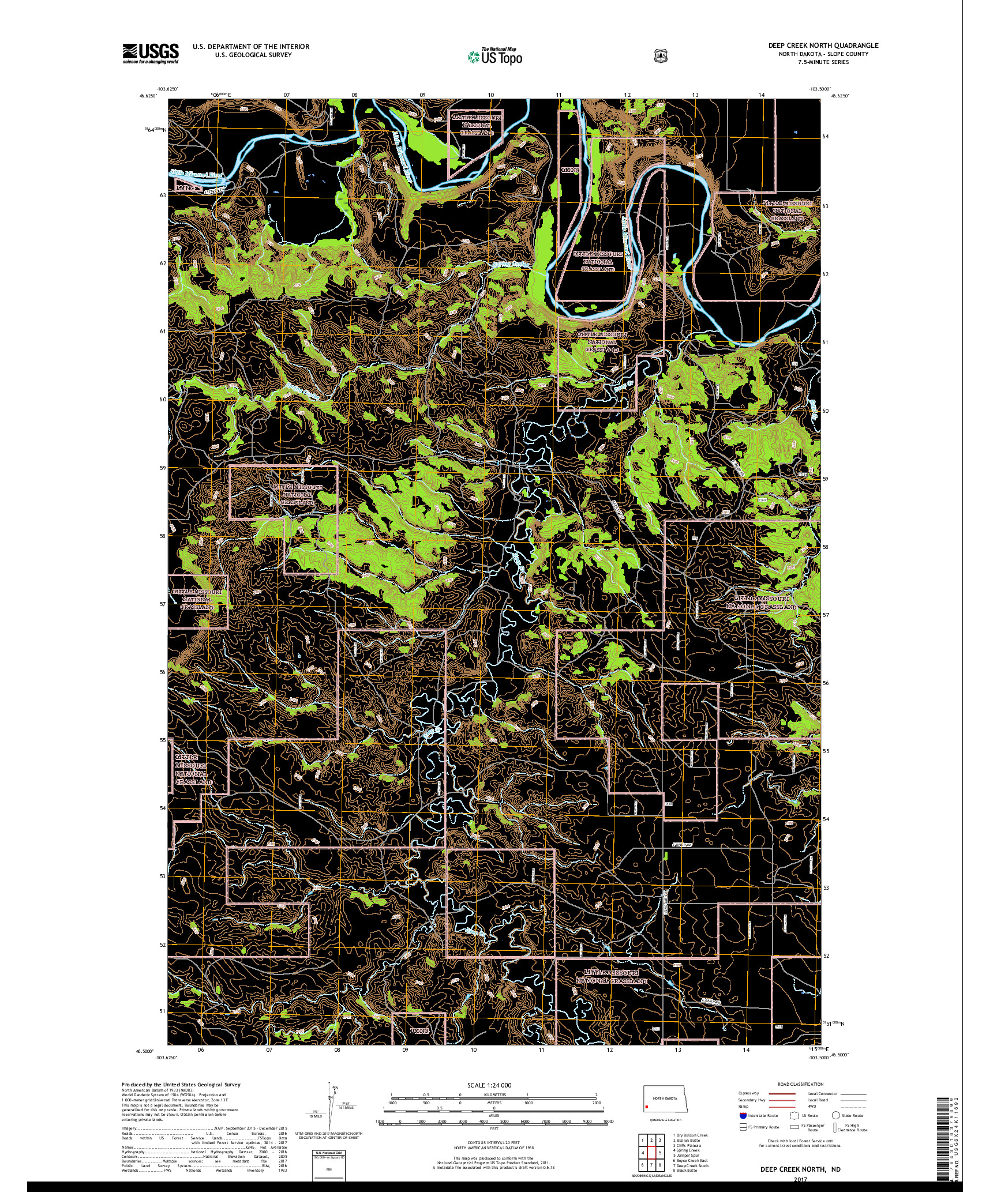 USGS US TOPO 7.5-MINUTE MAP FOR DEEP CREEK NORTH, ND 2017