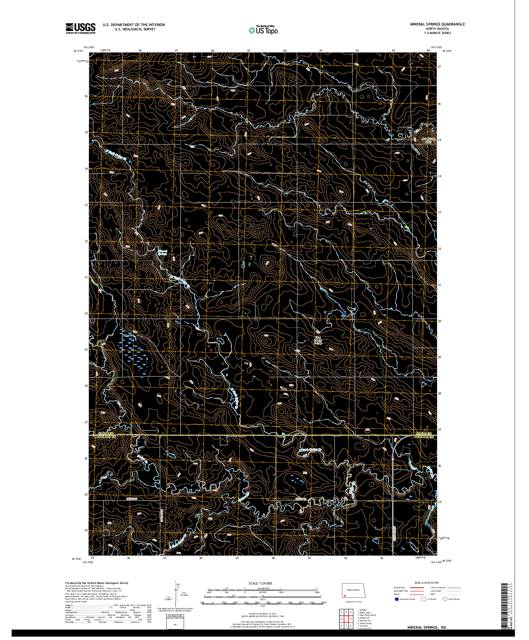 USGS US TOPO 7.5-MINUTE MAP FOR MINERAL SPRINGS, ND 2017