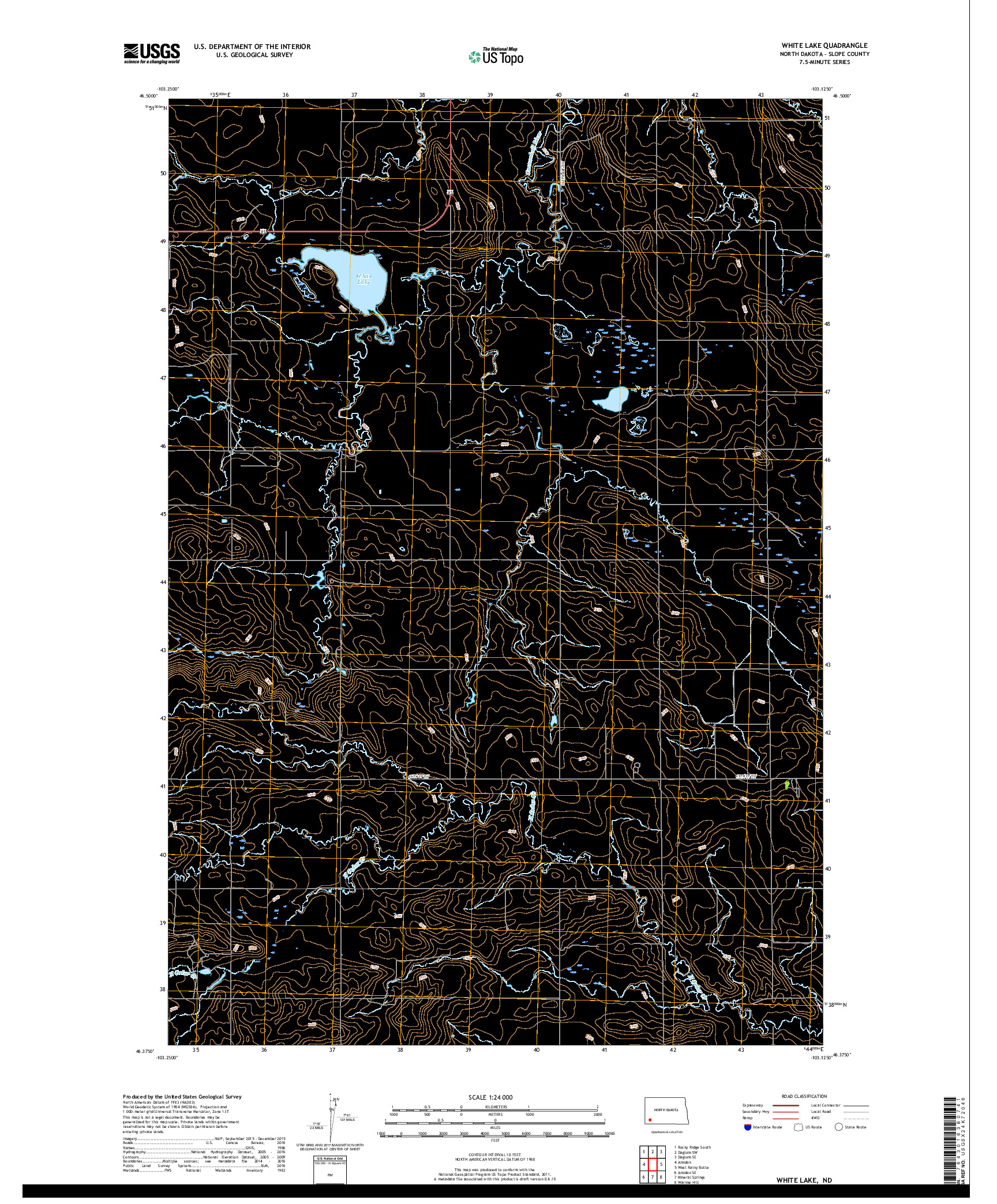 USGS US TOPO 7.5-MINUTE MAP FOR WHITE LAKE, ND 2017
