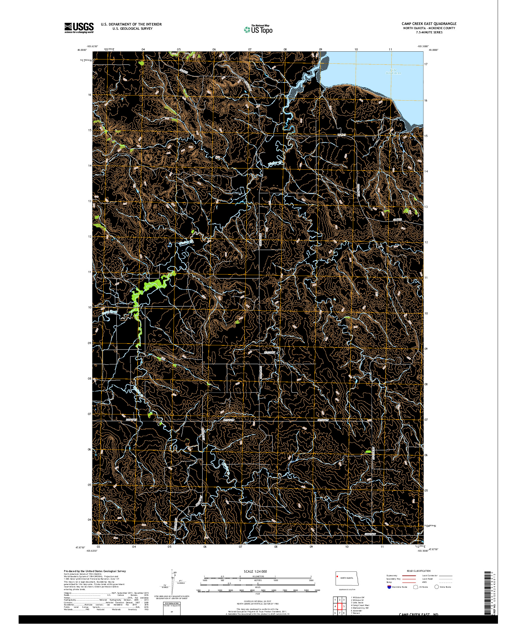 USGS US TOPO 7.5-MINUTE MAP FOR CAMP CREEK EAST, ND 2017