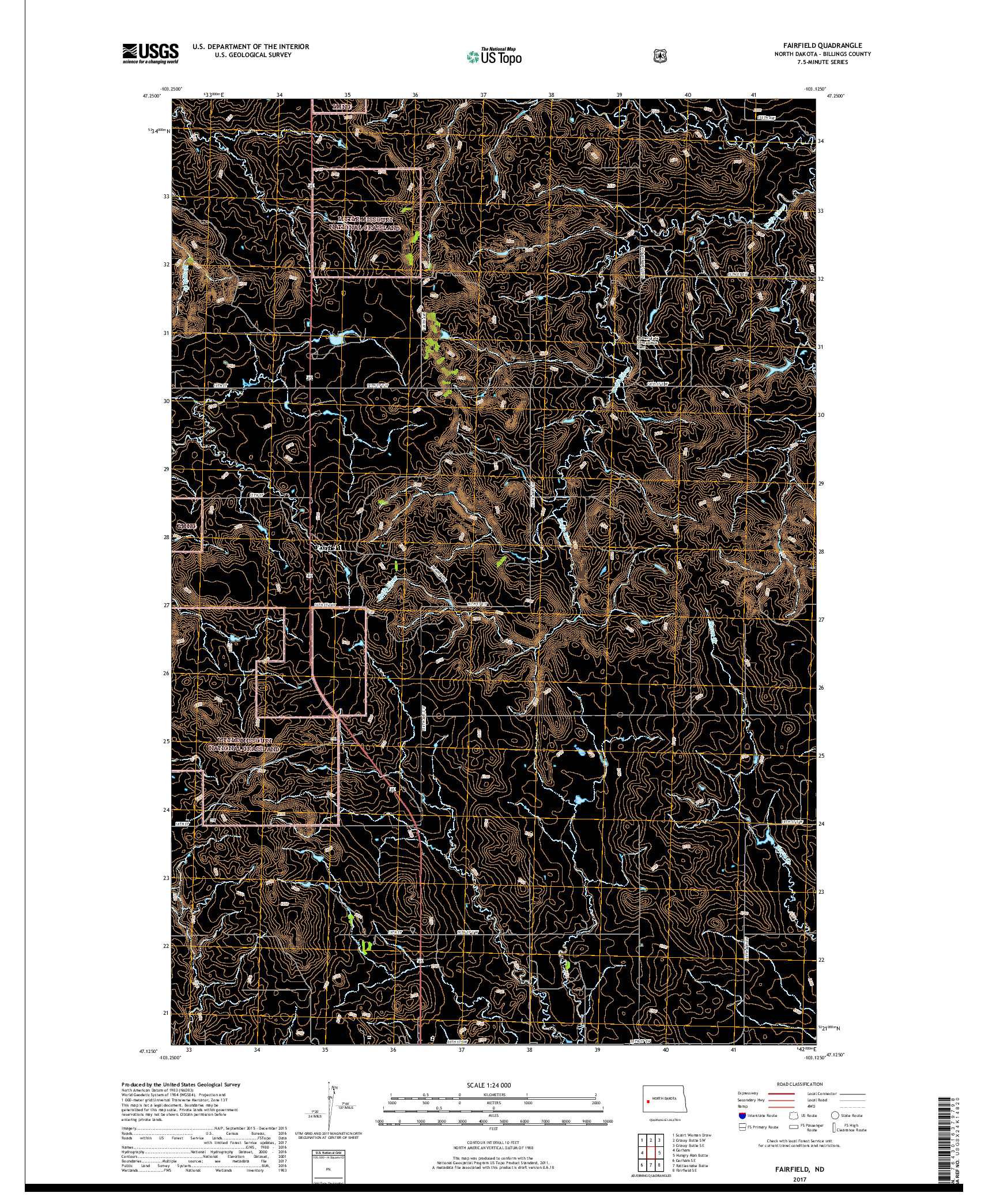 USGS US TOPO 7.5-MINUTE MAP FOR FAIRFIELD, ND 2017