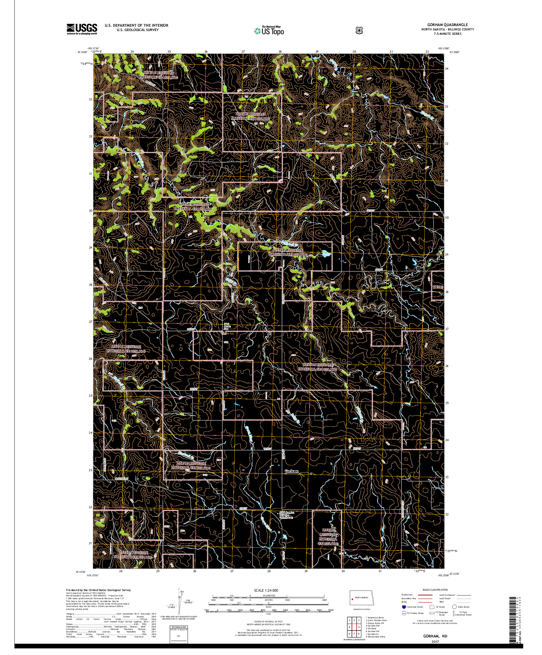 USGS US TOPO 7.5-MINUTE MAP FOR GORHAM, ND 2017