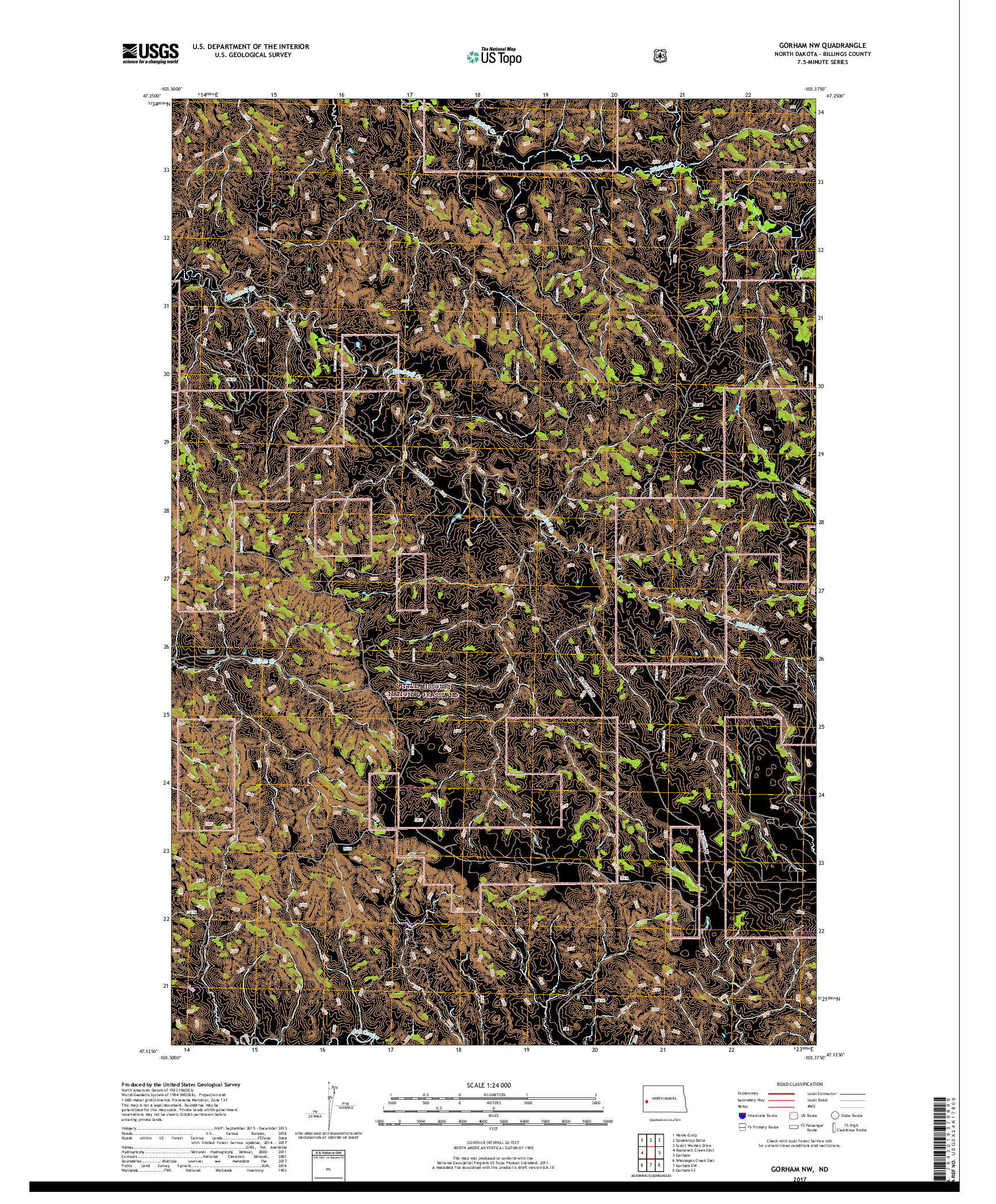 USGS US TOPO 7.5-MINUTE MAP FOR GORHAM NW, ND 2017