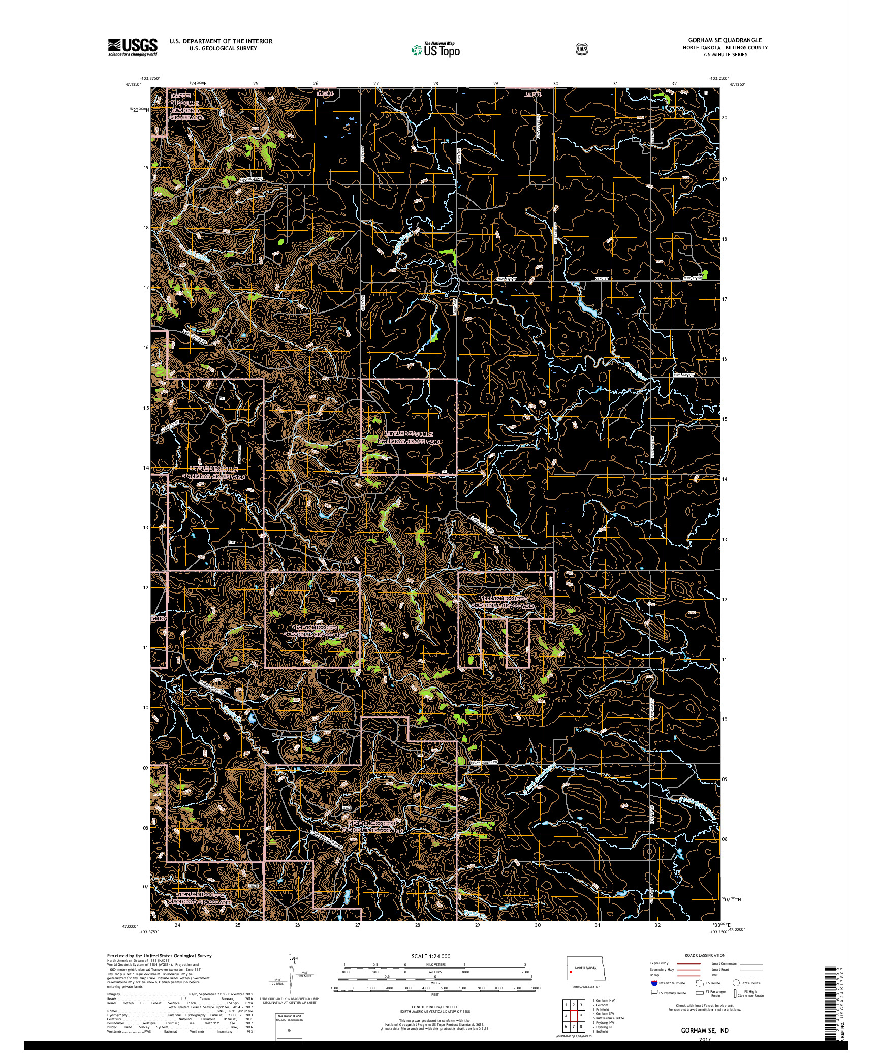 USGS US TOPO 7.5-MINUTE MAP FOR GORHAM SE, ND 2017