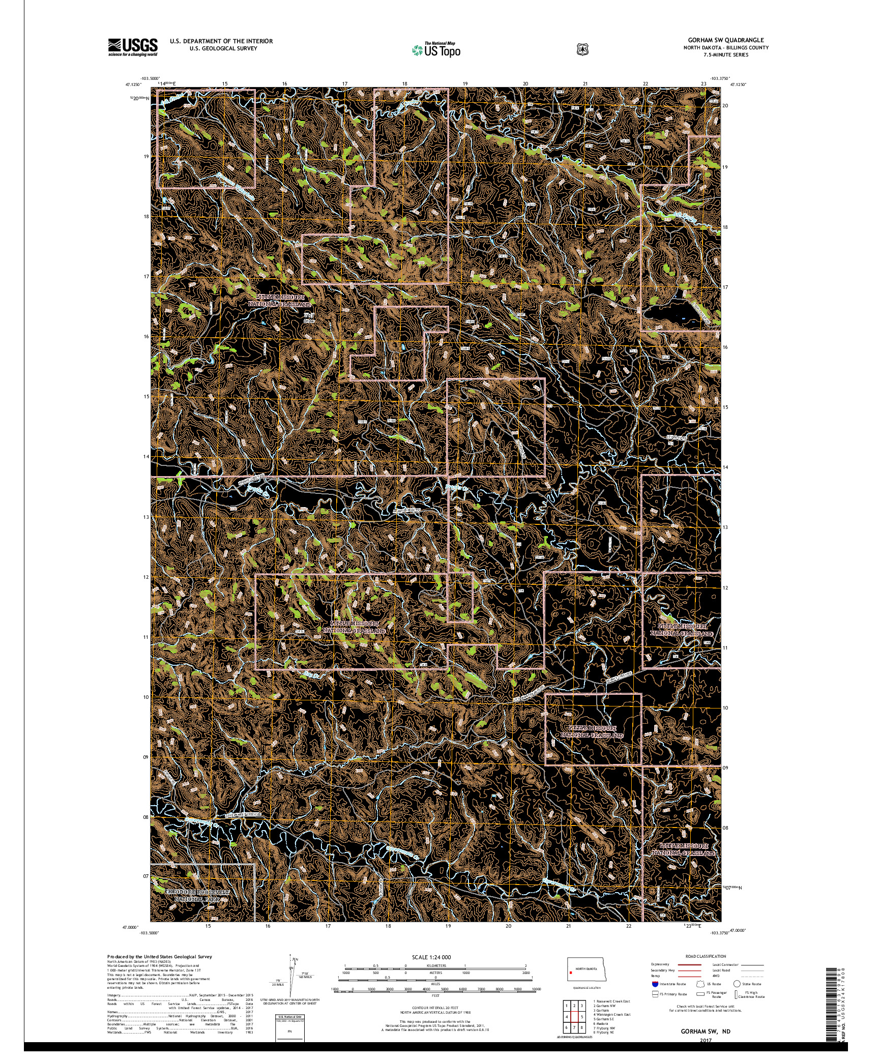 USGS US TOPO 7.5-MINUTE MAP FOR GORHAM SW, ND 2017