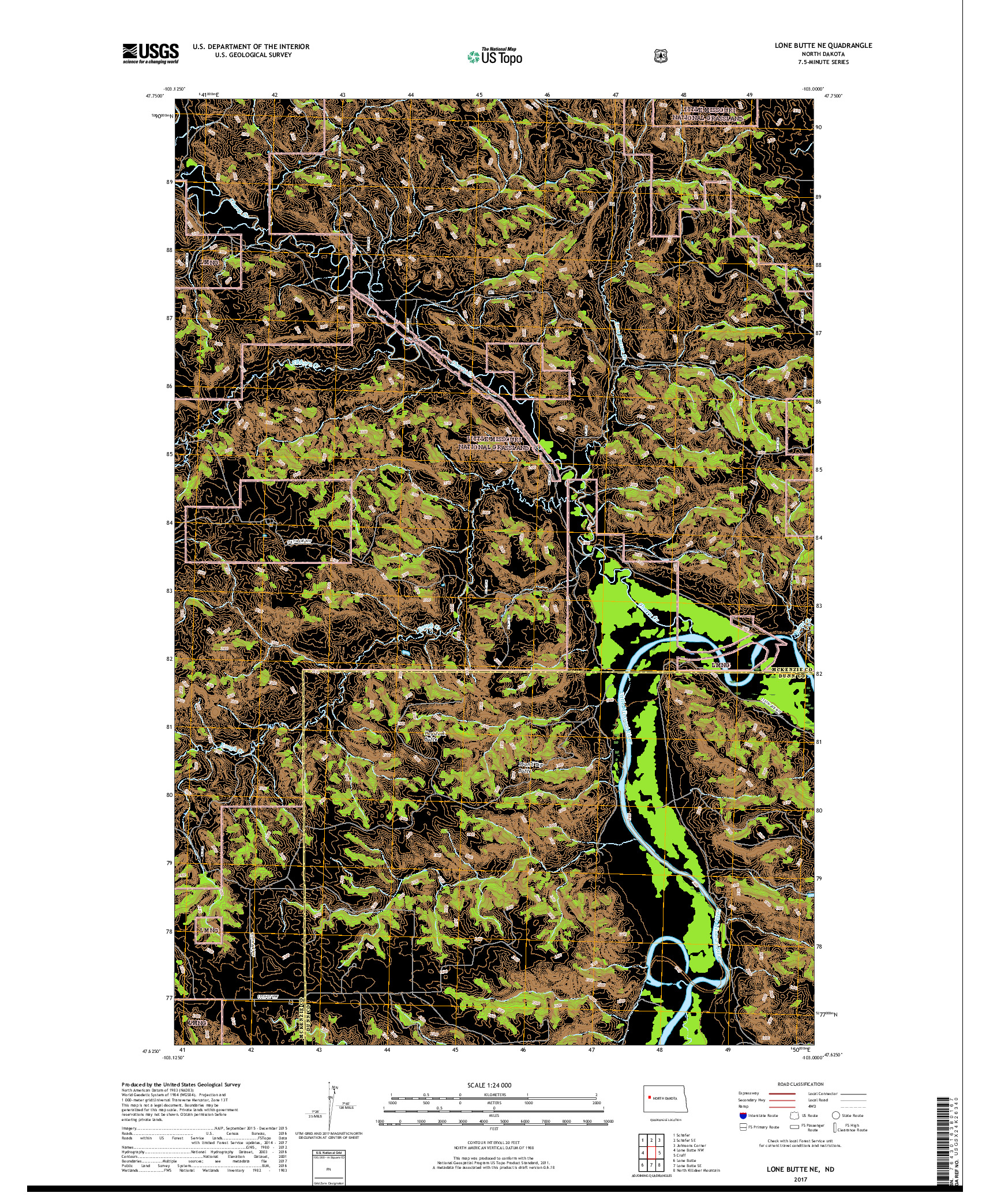 USGS US TOPO 7.5-MINUTE MAP FOR LONE BUTTE NE, ND 2017