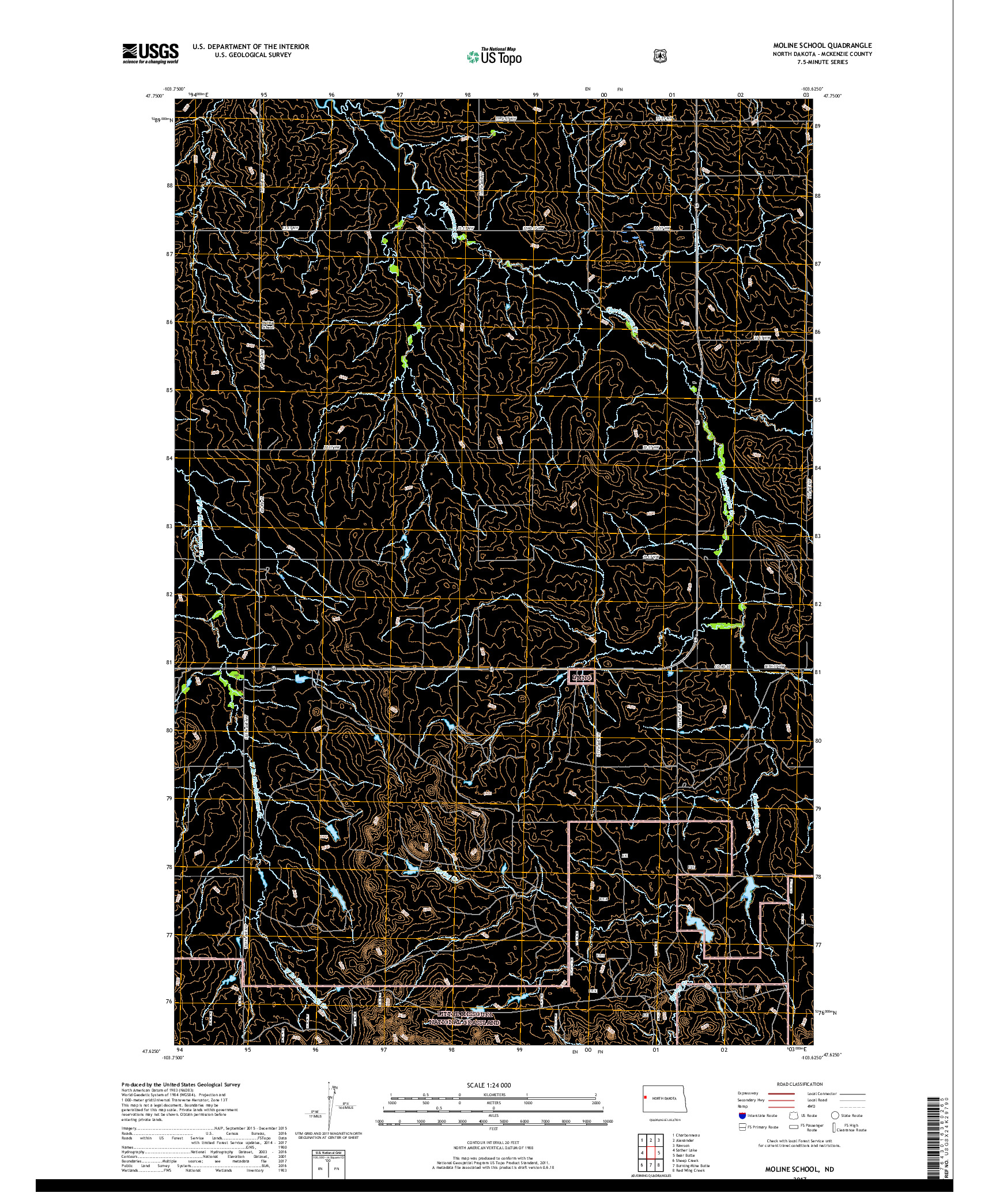 USGS US TOPO 7.5-MINUTE MAP FOR MOLINE SCHOOL, ND 2017