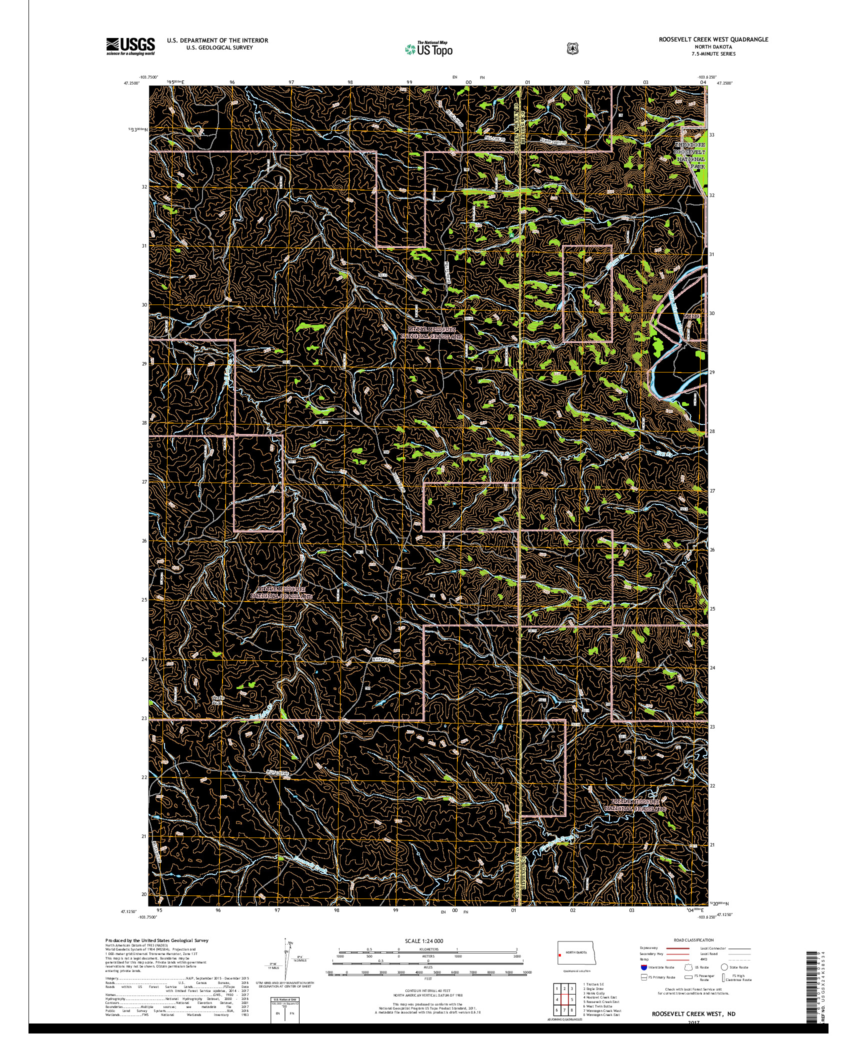 USGS US TOPO 7.5-MINUTE MAP FOR ROOSEVELT CREEK WEST, ND 2017