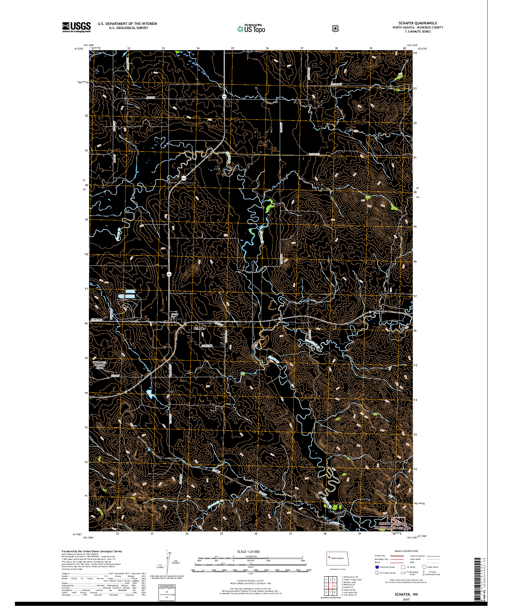 USGS US TOPO 7.5-MINUTE MAP FOR SCHAFER, ND 2017
