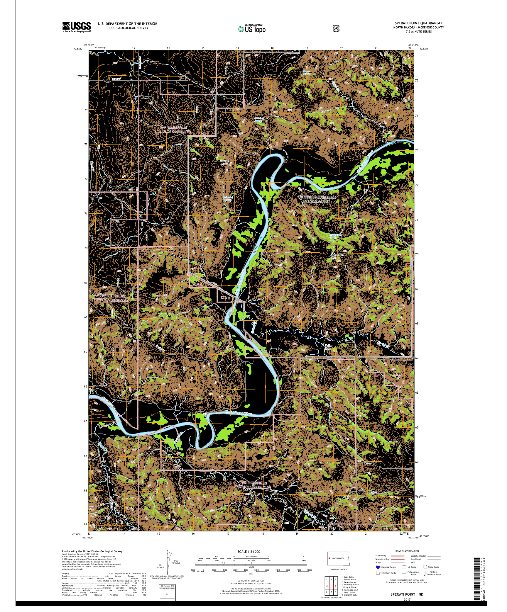 USGS US TOPO 7.5-MINUTE MAP FOR SPERATI POINT, ND 2017
