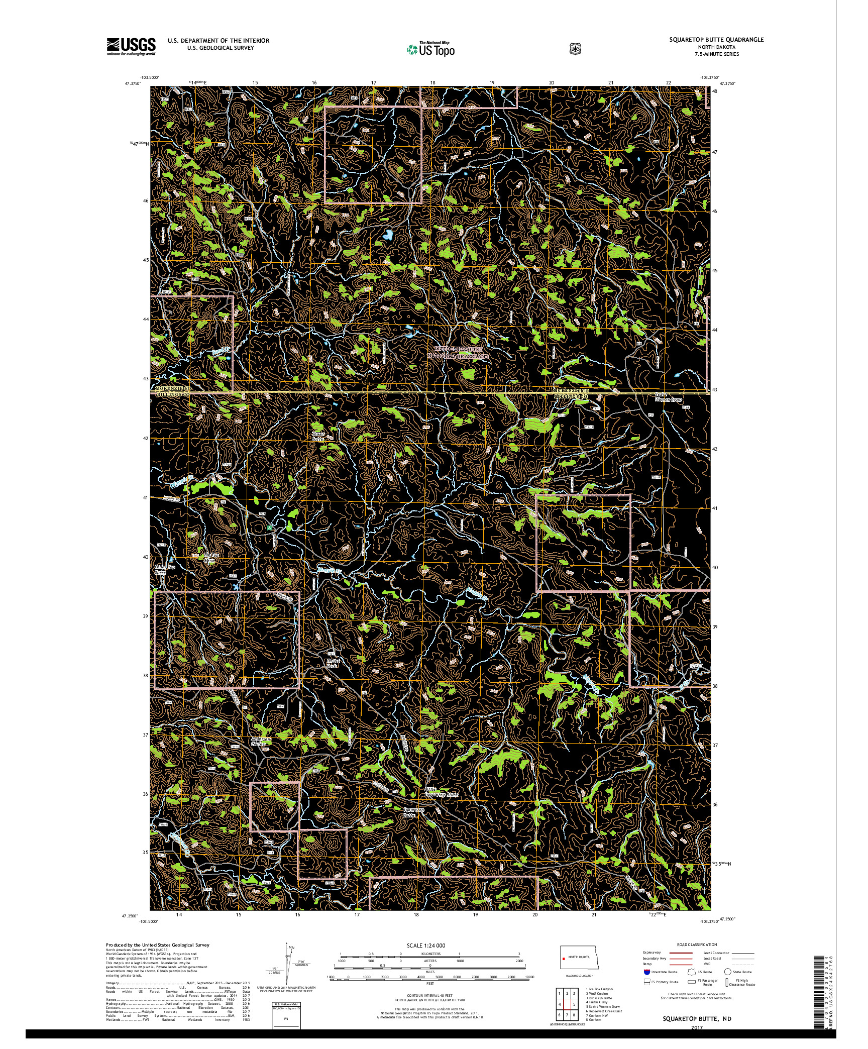 USGS US TOPO 7.5-MINUTE MAP FOR SQUARETOP BUTTE, ND 2017