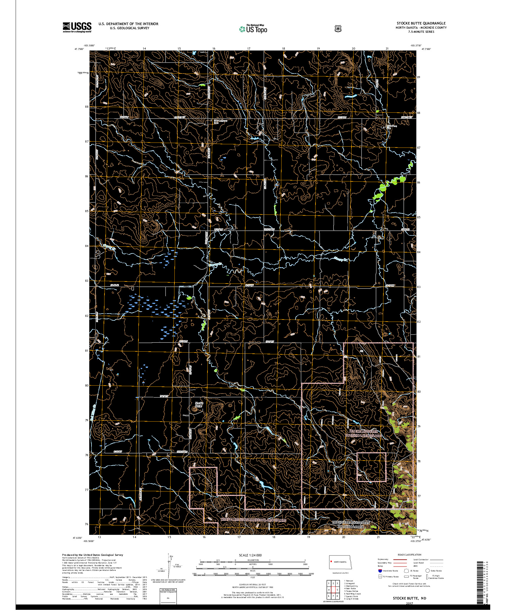 USGS US TOPO 7.5-MINUTE MAP FOR STOCKE BUTTE, ND 2017