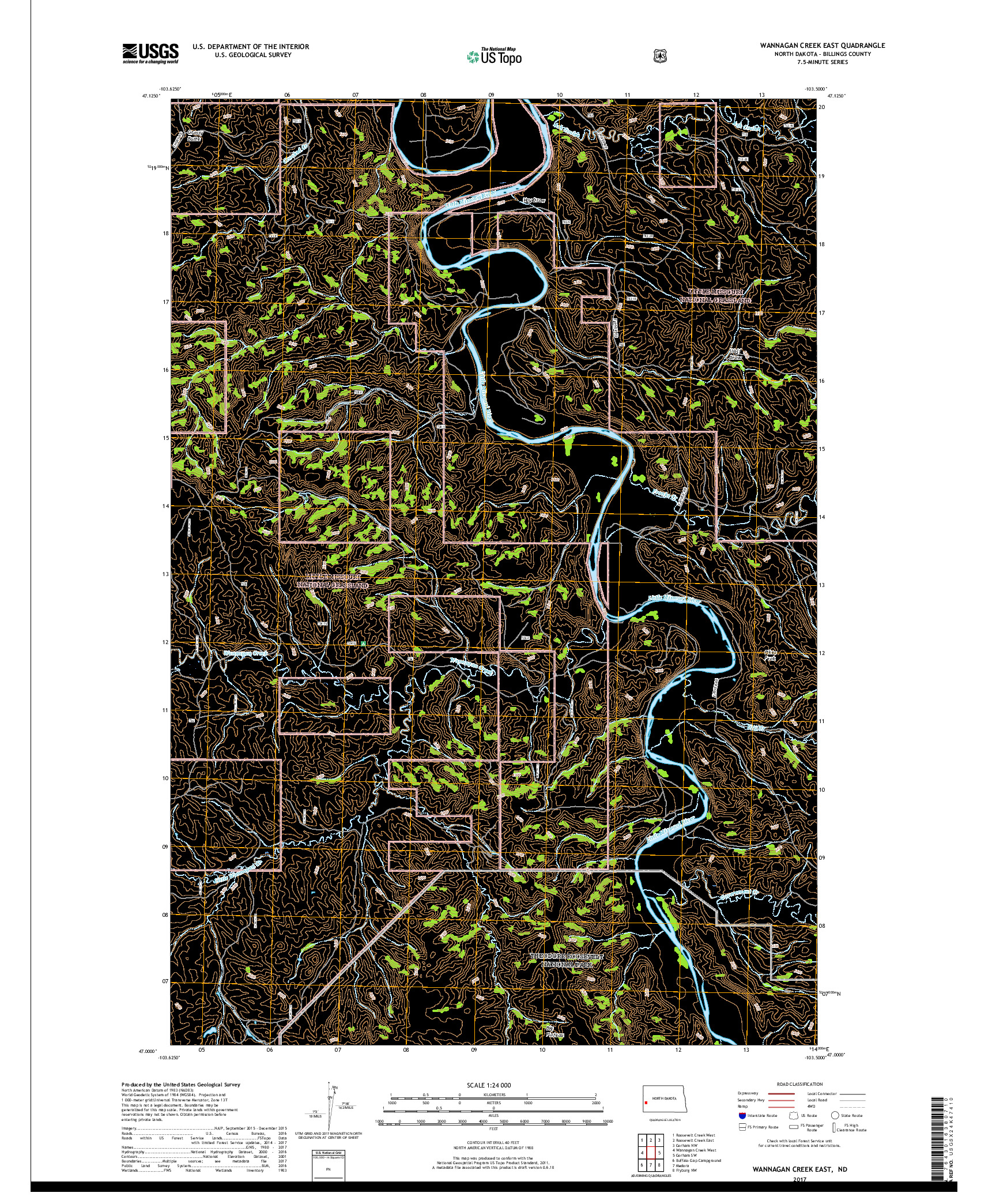 USGS US TOPO 7.5-MINUTE MAP FOR WANNAGAN CREEK EAST, ND 2017