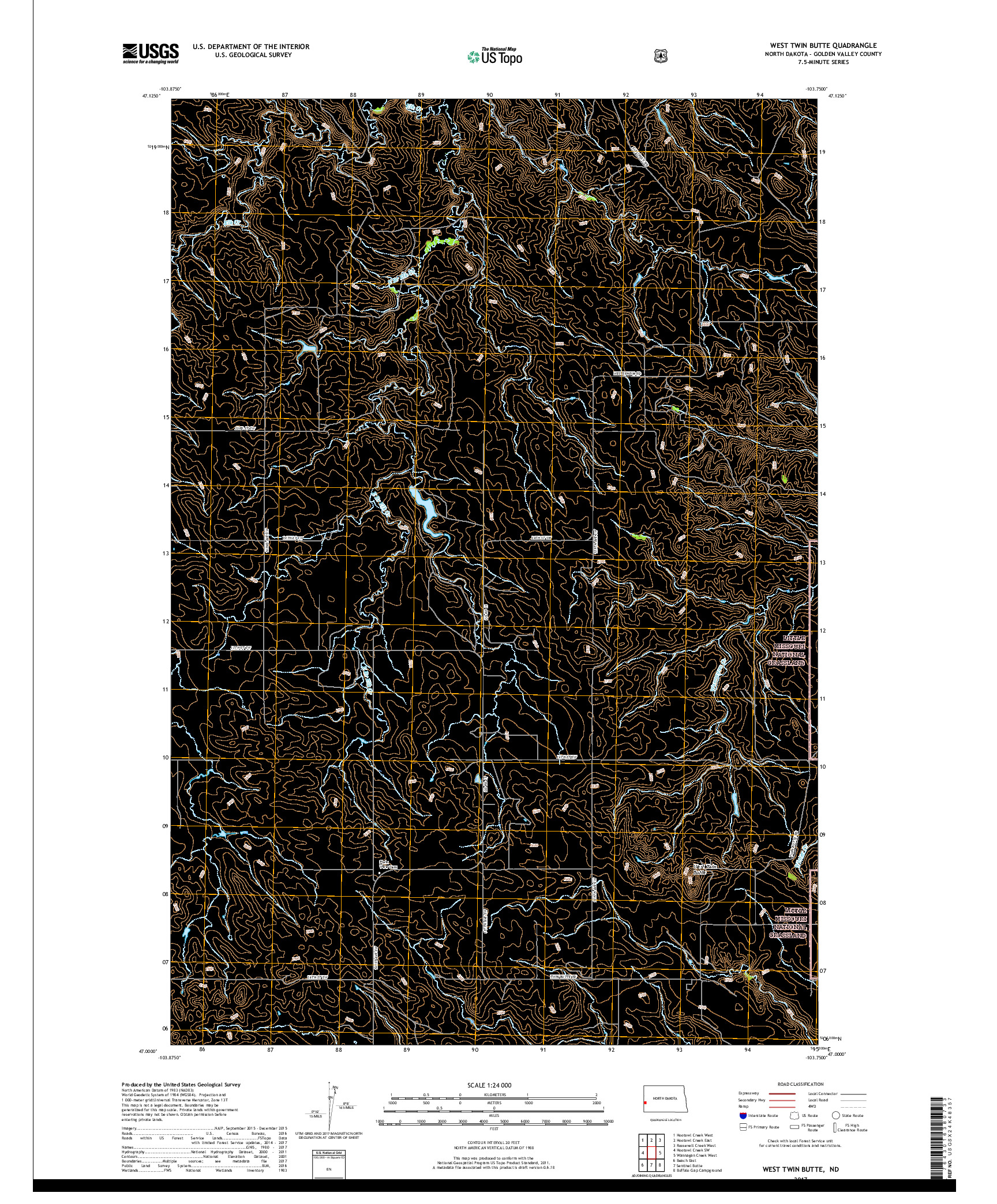 USGS US TOPO 7.5-MINUTE MAP FOR WEST TWIN BUTTE, ND 2017