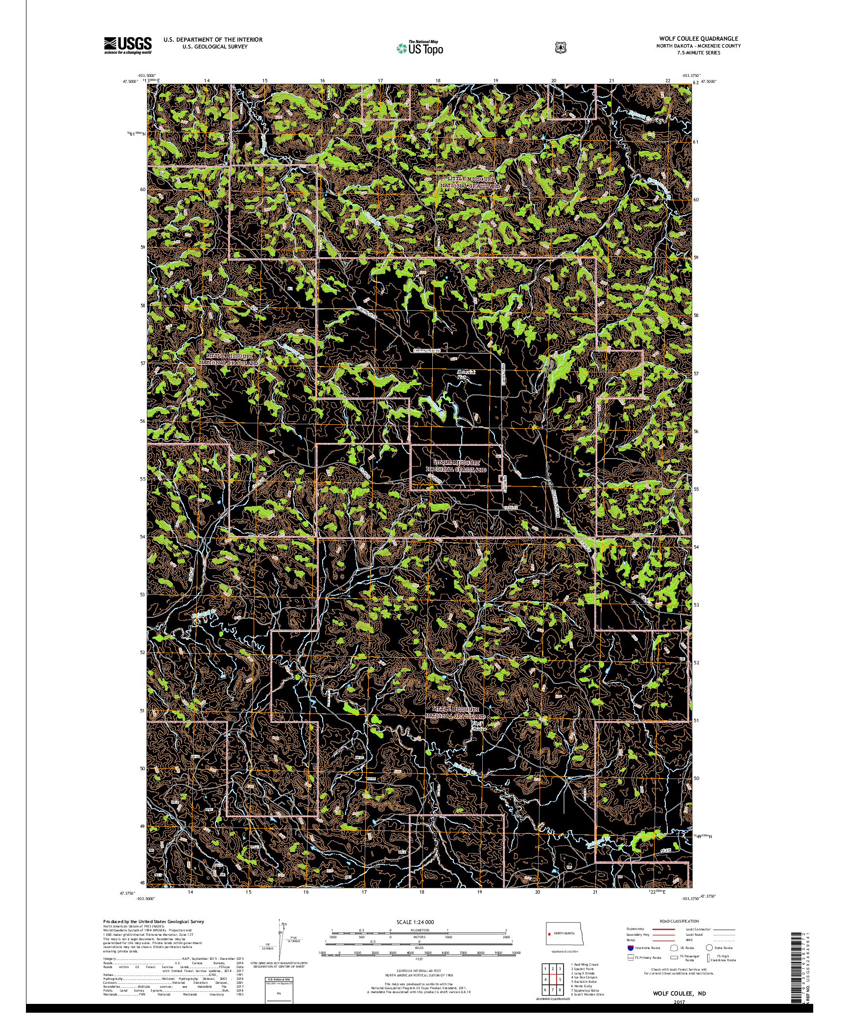 USGS US TOPO 7.5-MINUTE MAP FOR WOLF COULEE, ND 2017