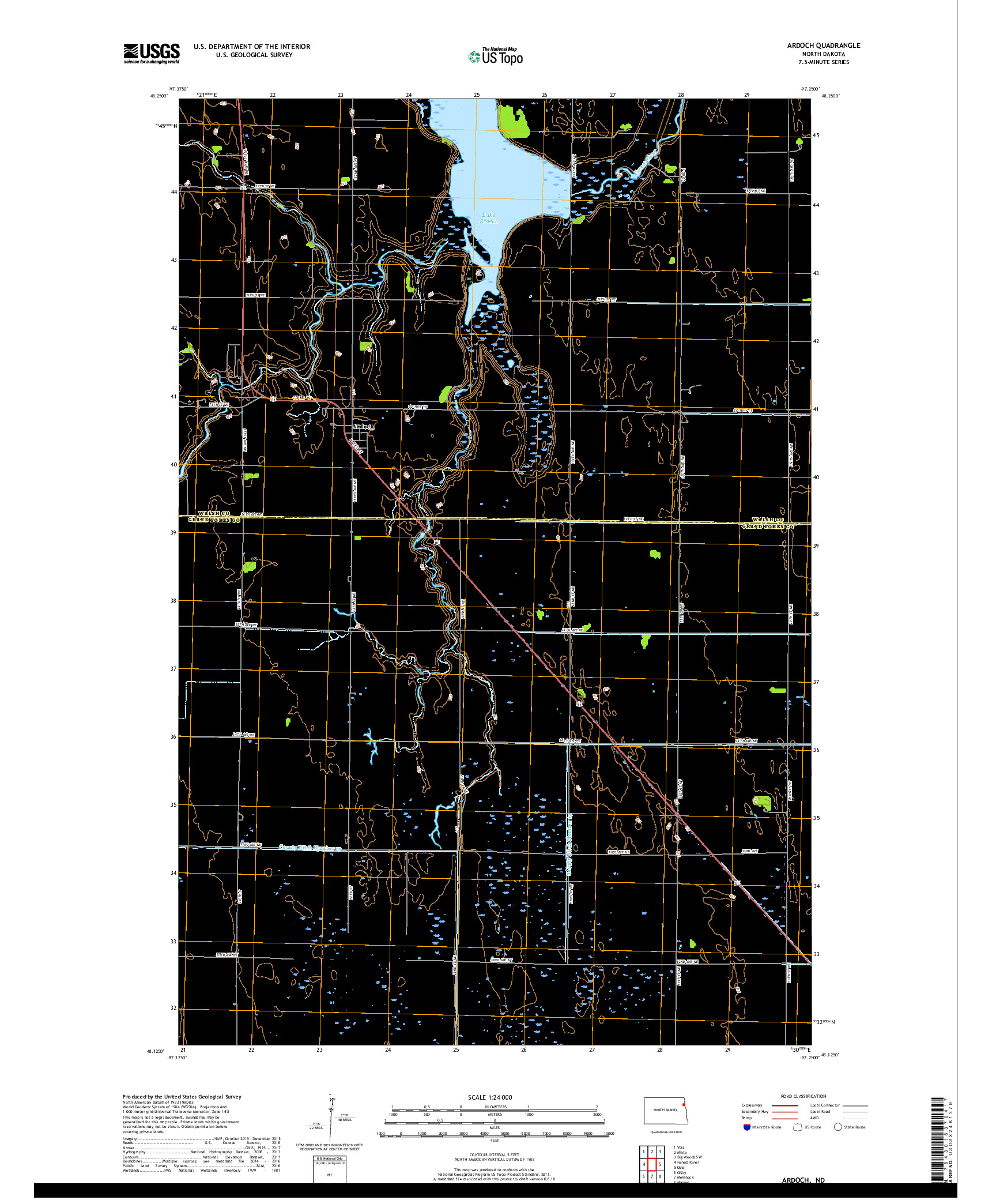 USGS US TOPO 7.5-MINUTE MAP FOR ARDOCH, ND 2017