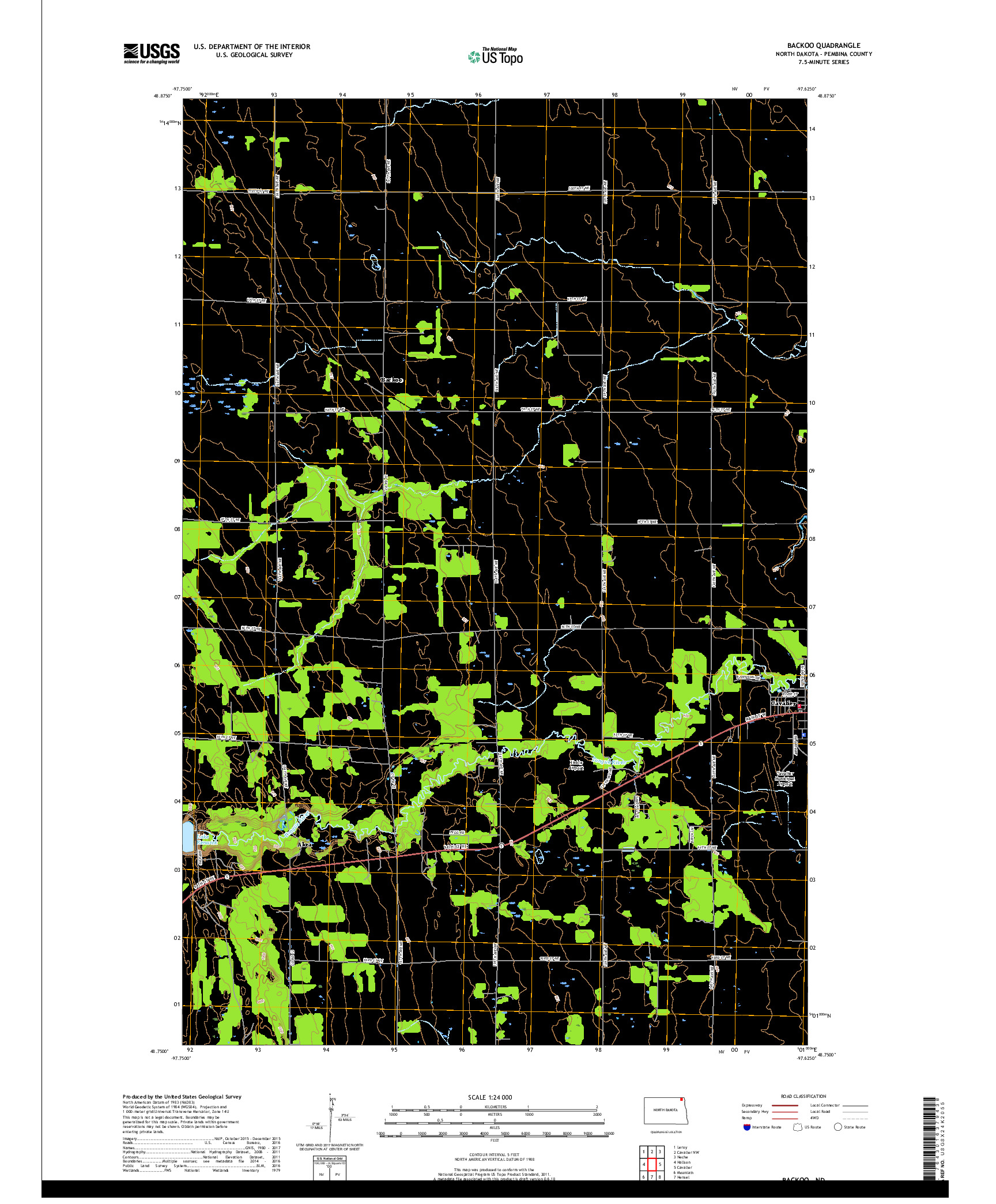 USGS US TOPO 7.5-MINUTE MAP FOR BACKOO, ND 2017