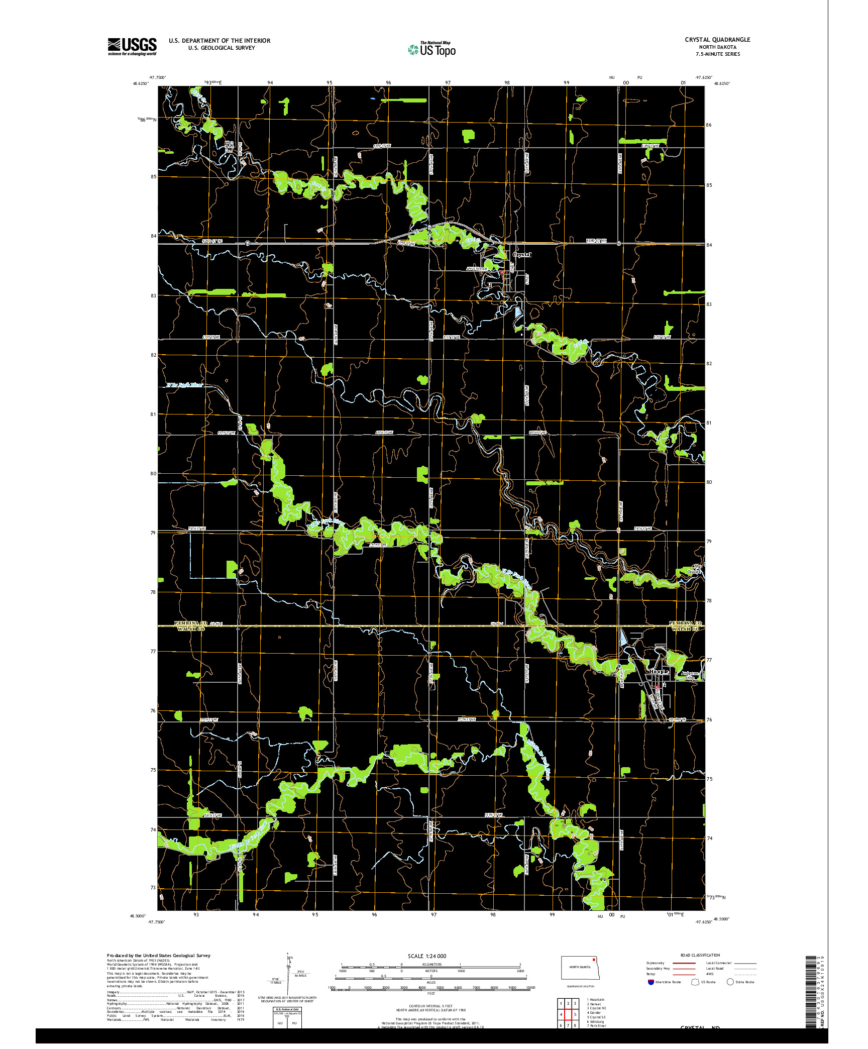 USGS US TOPO 7.5-MINUTE MAP FOR CRYSTAL, ND 2017