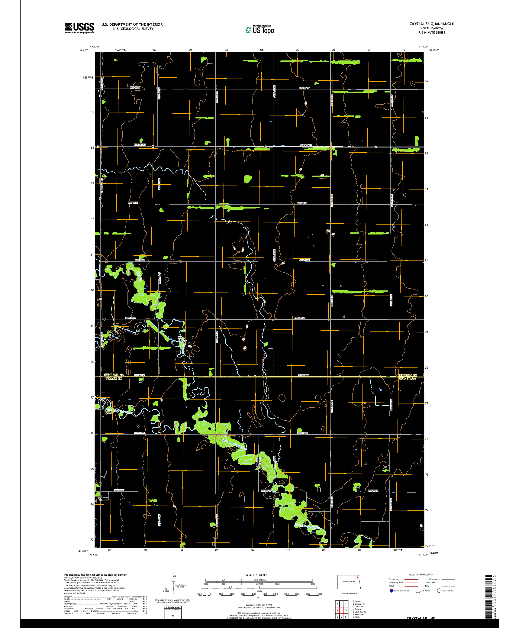 USGS US TOPO 7.5-MINUTE MAP FOR CRYSTAL SE, ND 2017