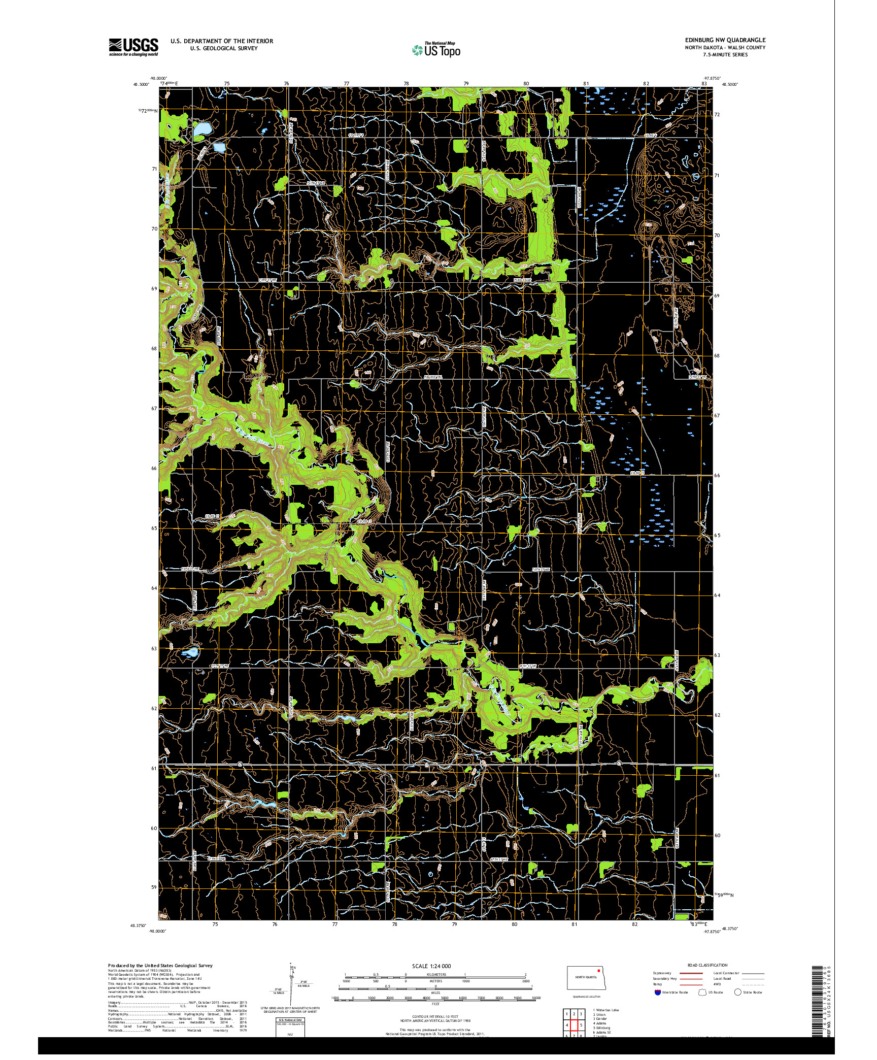 USGS US TOPO 7.5-MINUTE MAP FOR EDINBURG NW, ND 2017