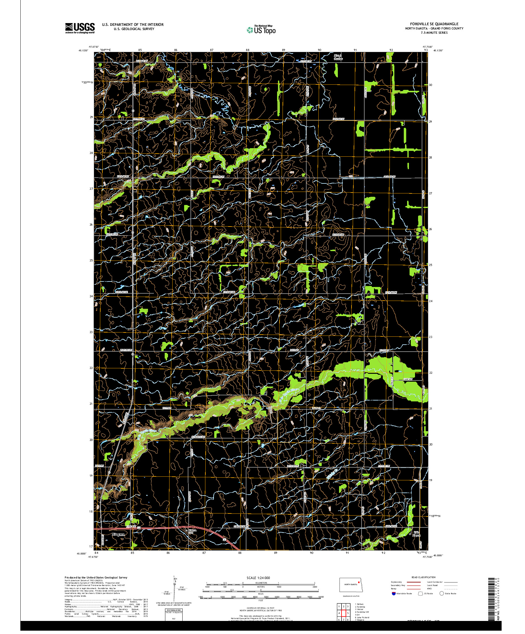 USGS US TOPO 7.5-MINUTE MAP FOR FORDVILLE SE, ND 2017