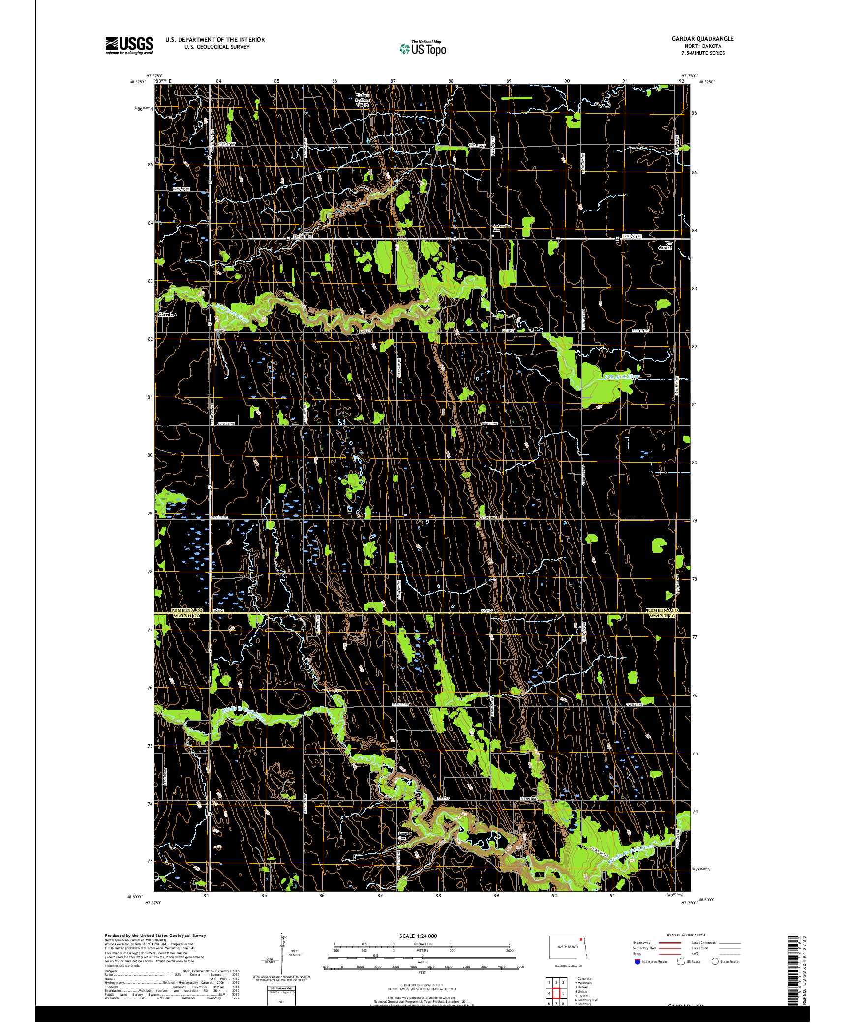 USGS US TOPO 7.5-MINUTE MAP FOR GARDAR, ND 2017