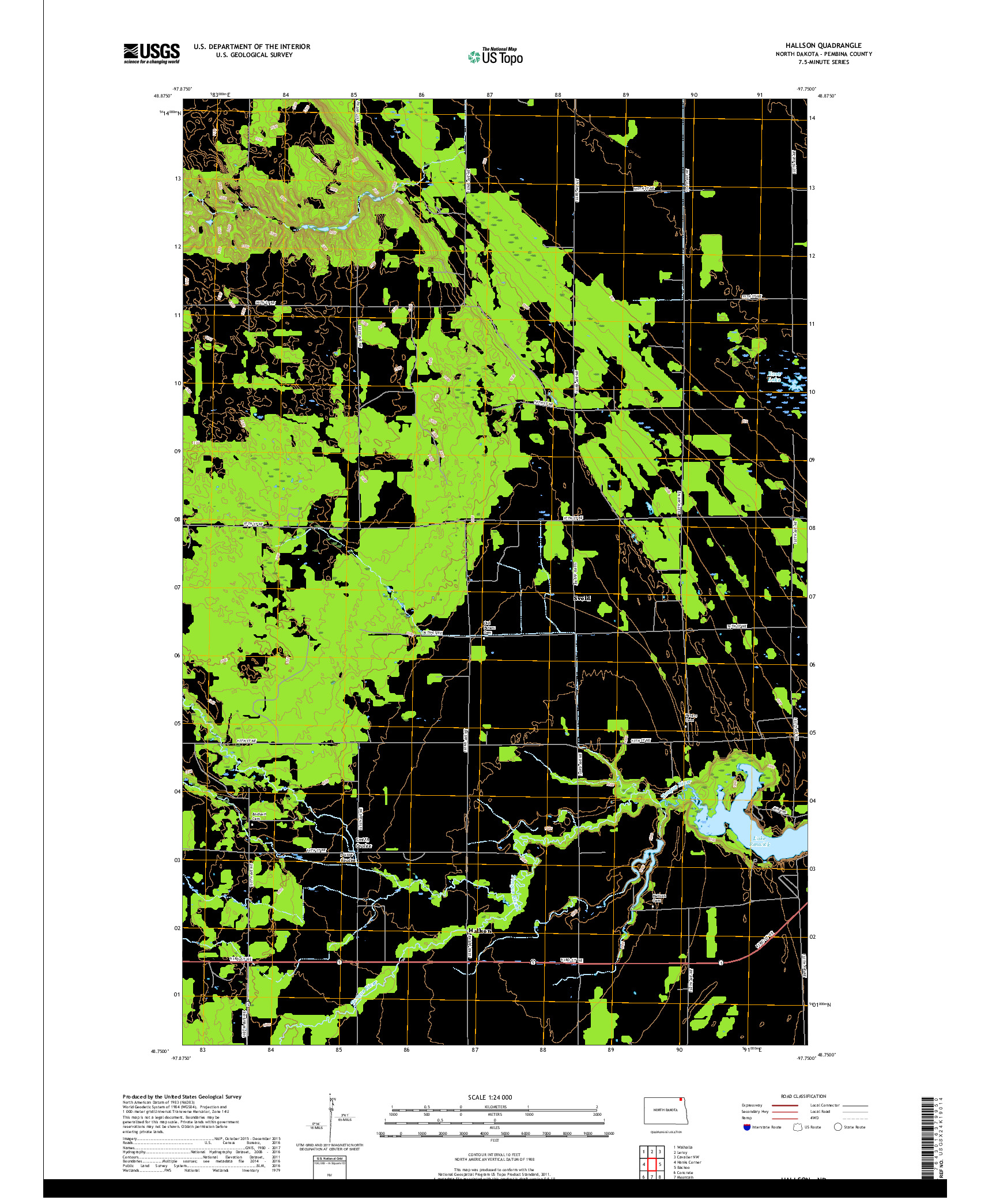 USGS US TOPO 7.5-MINUTE MAP FOR HALLSON, ND 2017