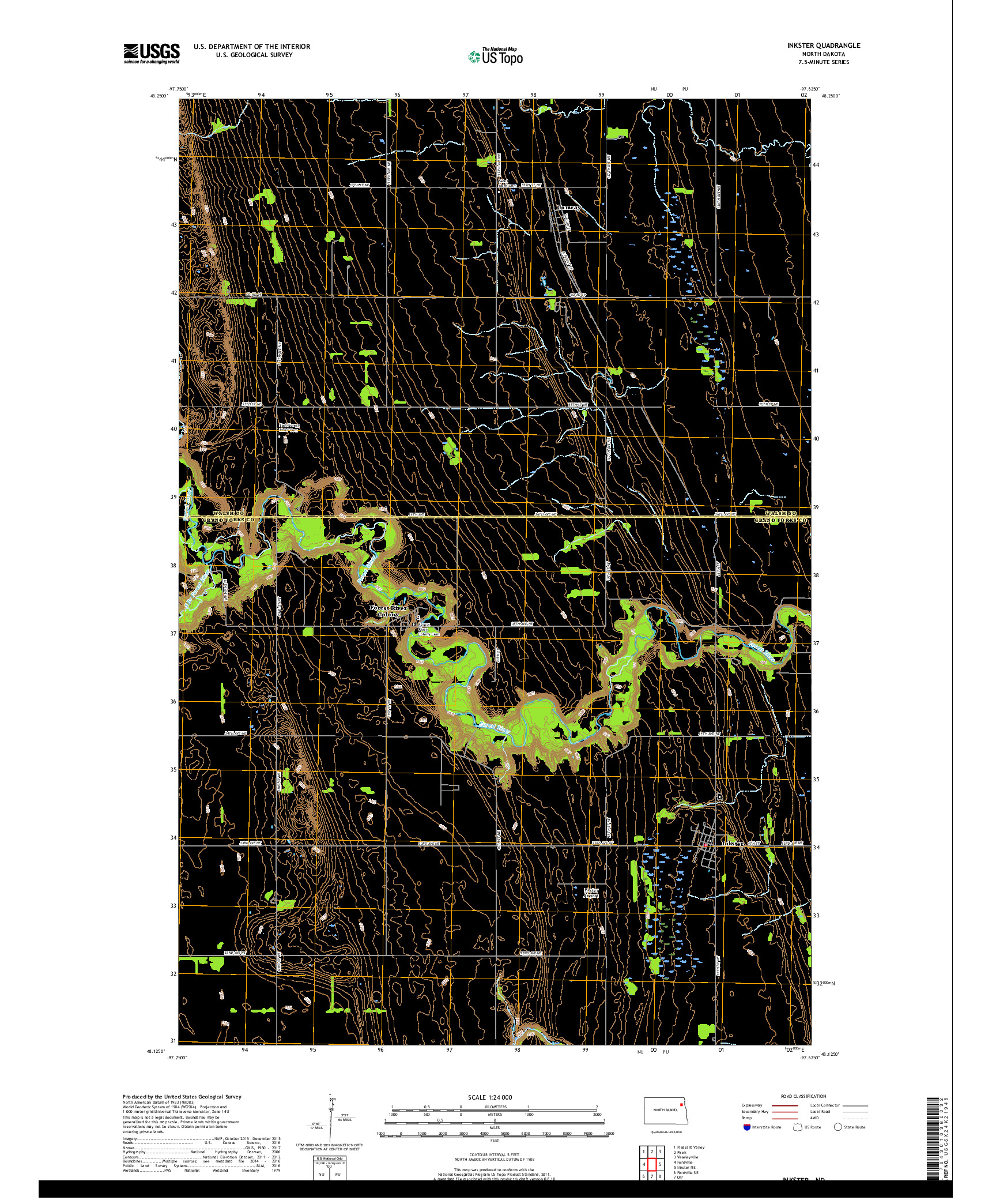 USGS US TOPO 7.5-MINUTE MAP FOR INKSTER, ND 2017