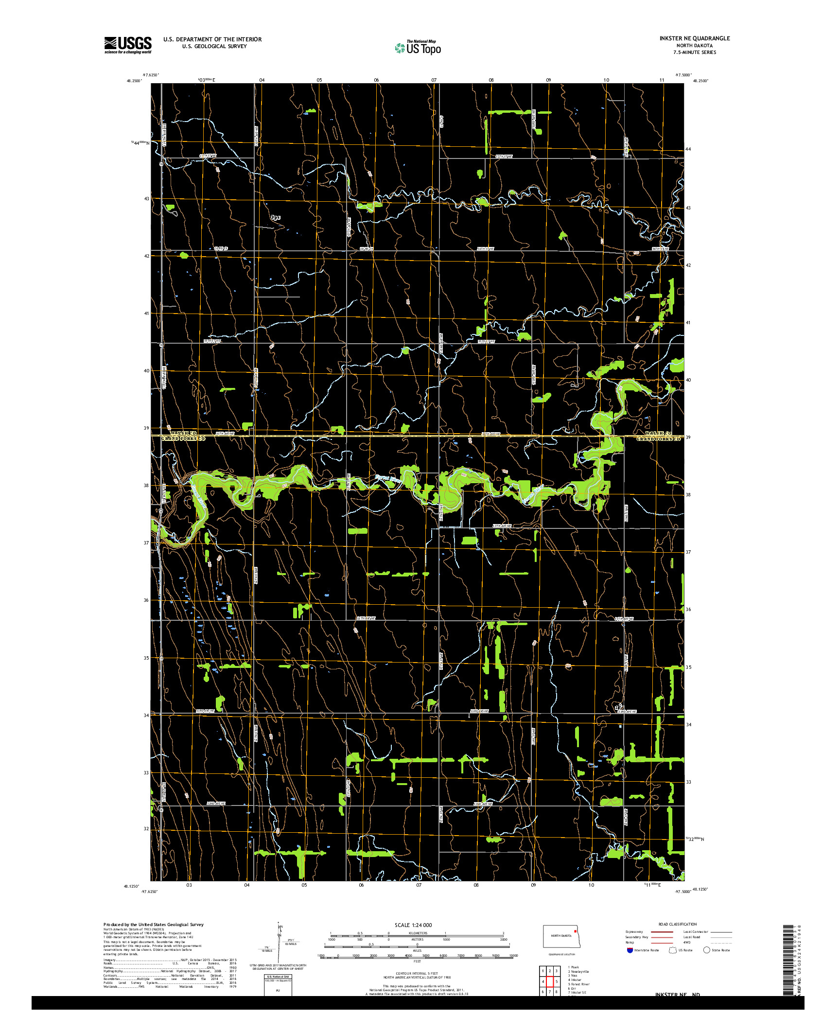 USGS US TOPO 7.5-MINUTE MAP FOR INKSTER NE, ND 2017