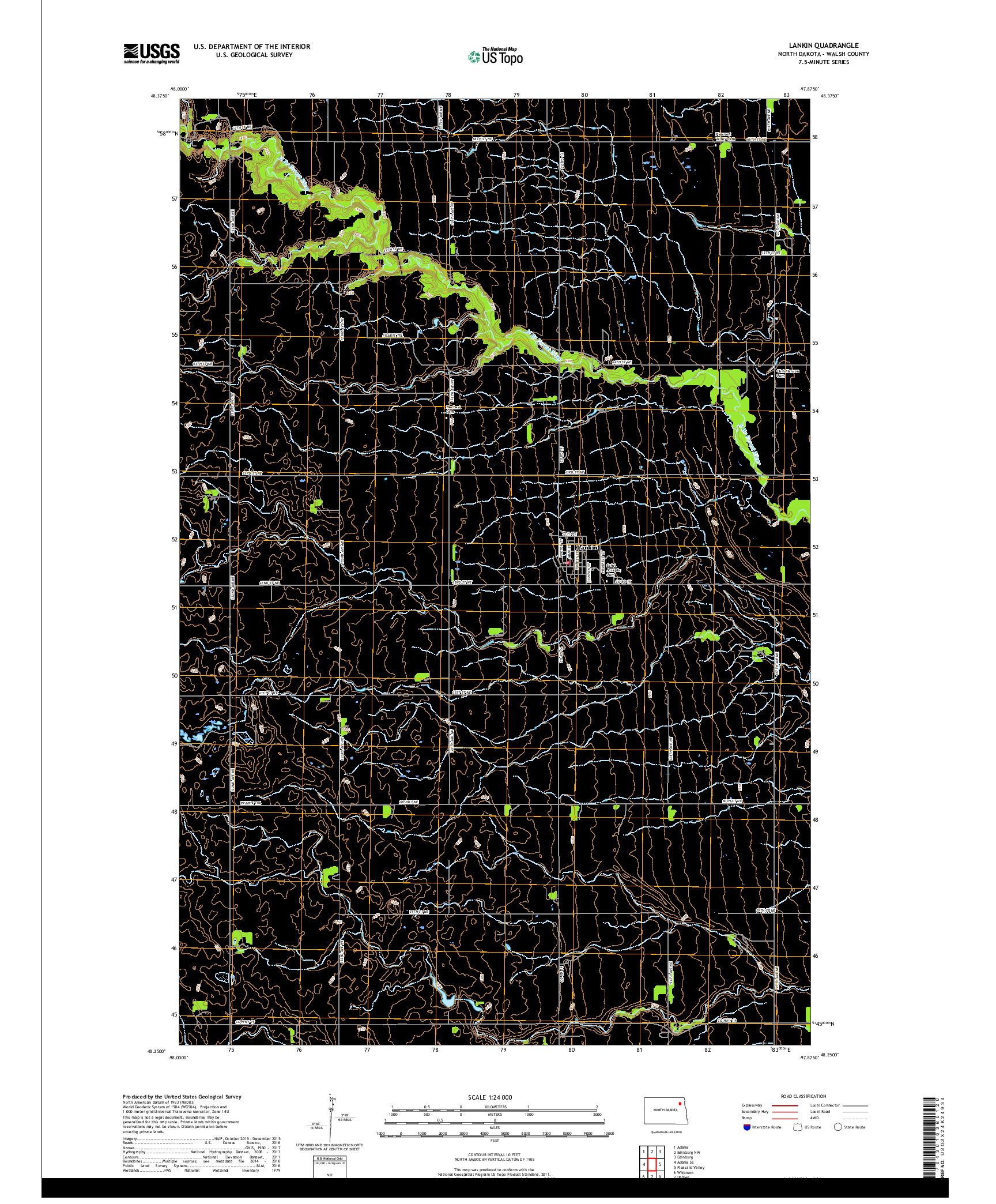 USGS US TOPO 7.5-MINUTE MAP FOR LANKIN, ND 2017