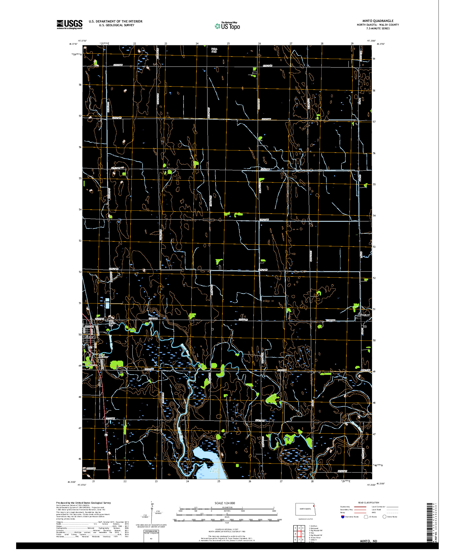 USGS US TOPO 7.5-MINUTE MAP FOR MINTO, ND 2017