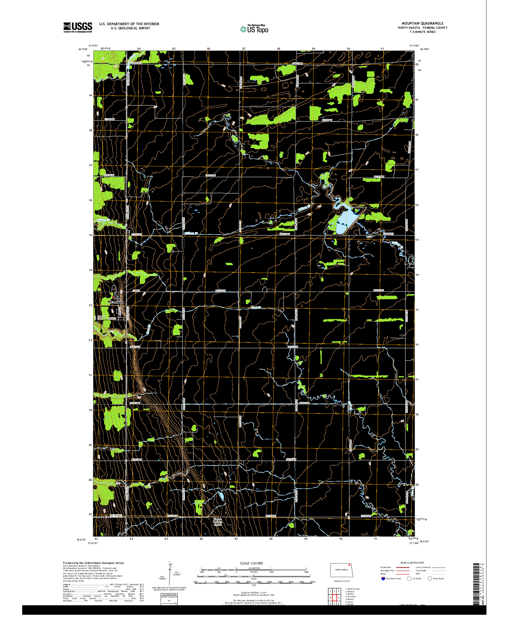 USGS US TOPO 7.5-MINUTE MAP FOR MOUNTAIN, ND 2017