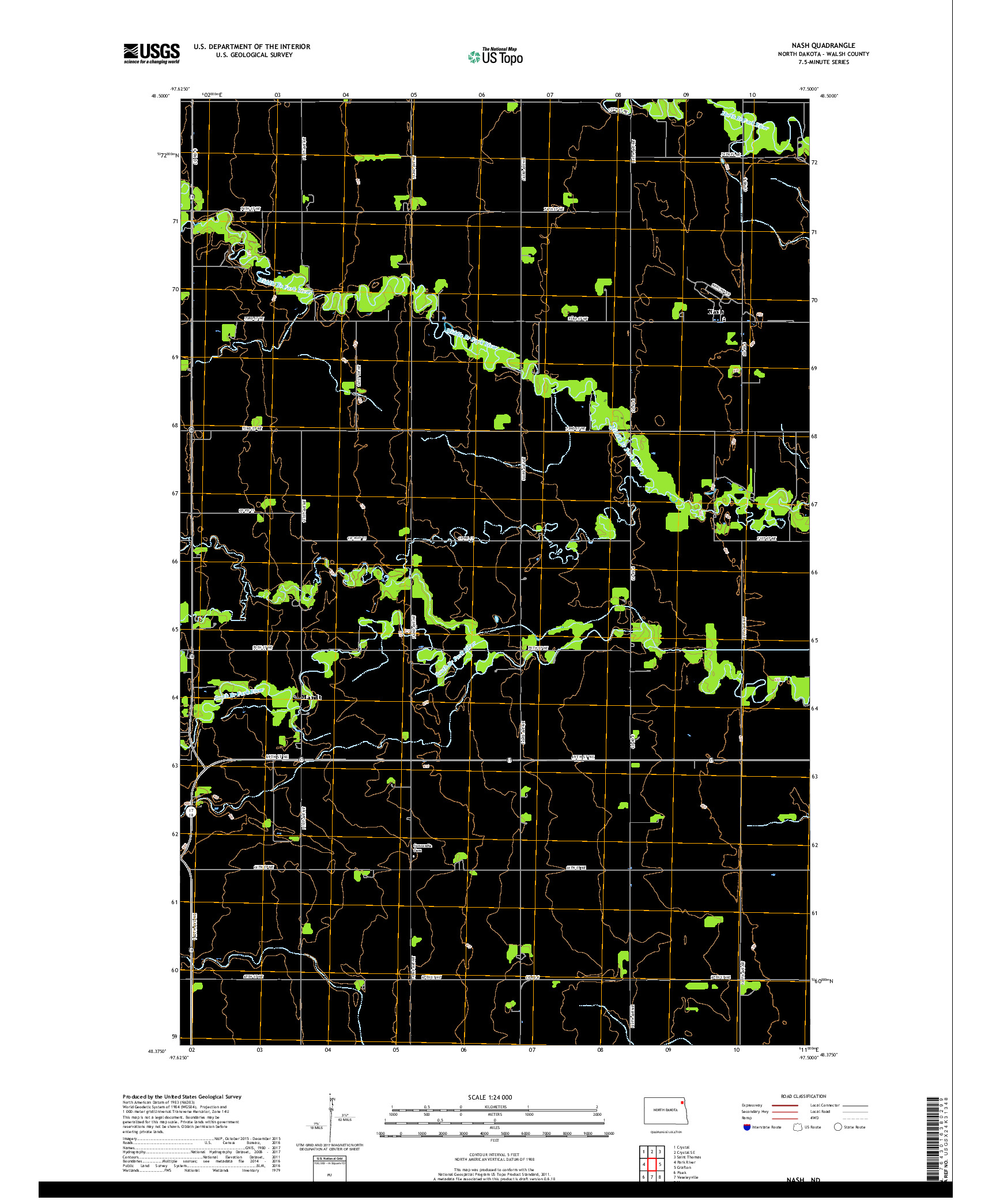 USGS US TOPO 7.5-MINUTE MAP FOR NASH, ND 2017