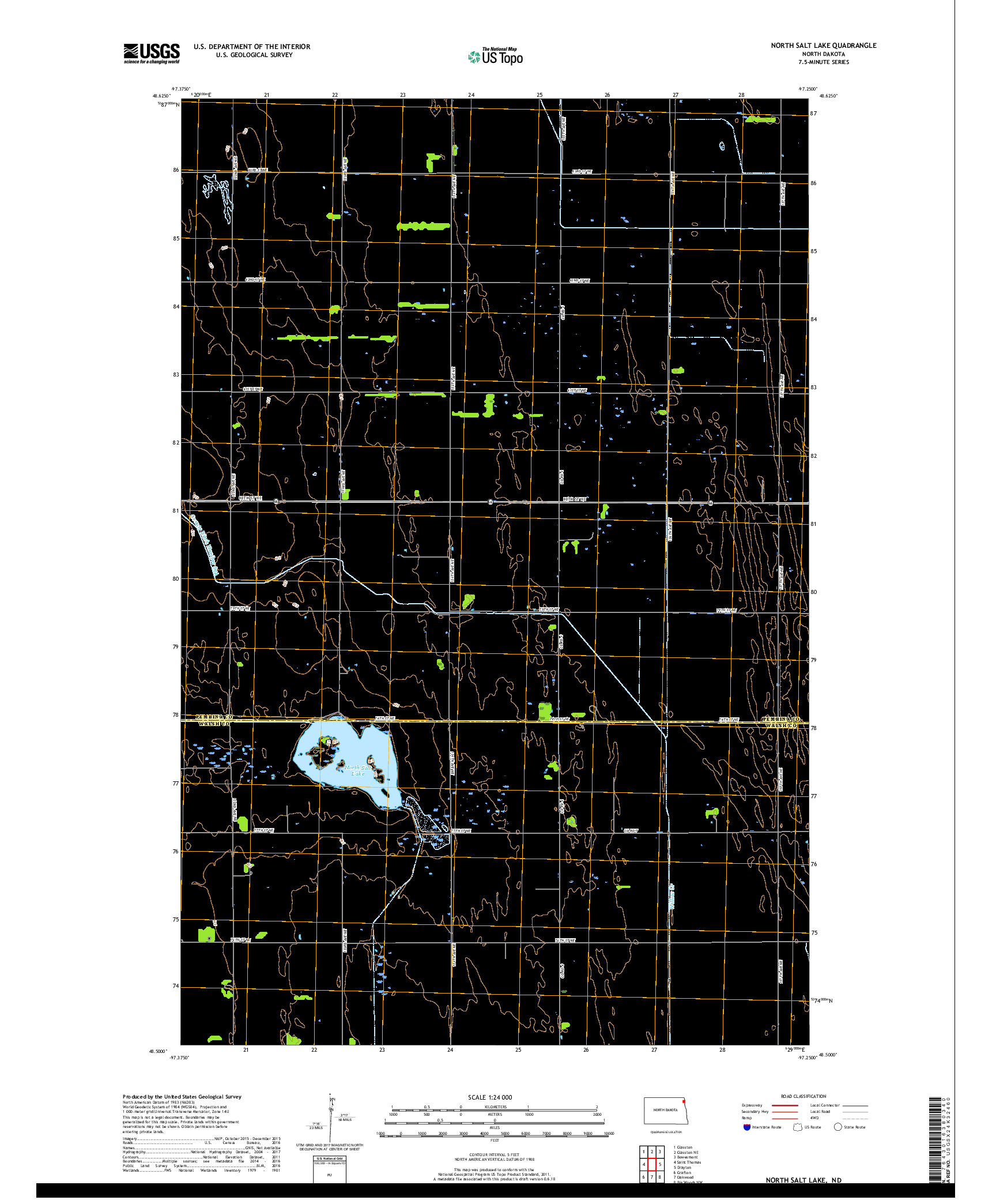 USGS US TOPO 7.5-MINUTE MAP FOR NORTH SALT LAKE, ND 2017