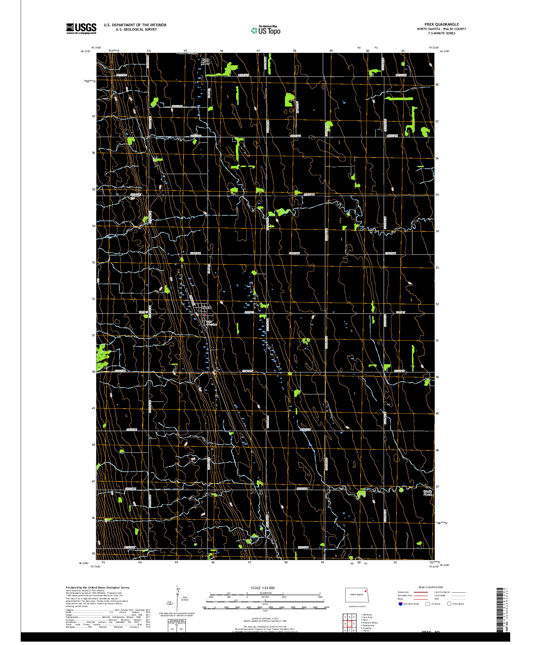 USGS US TOPO 7.5-MINUTE MAP FOR PISEK, ND 2017