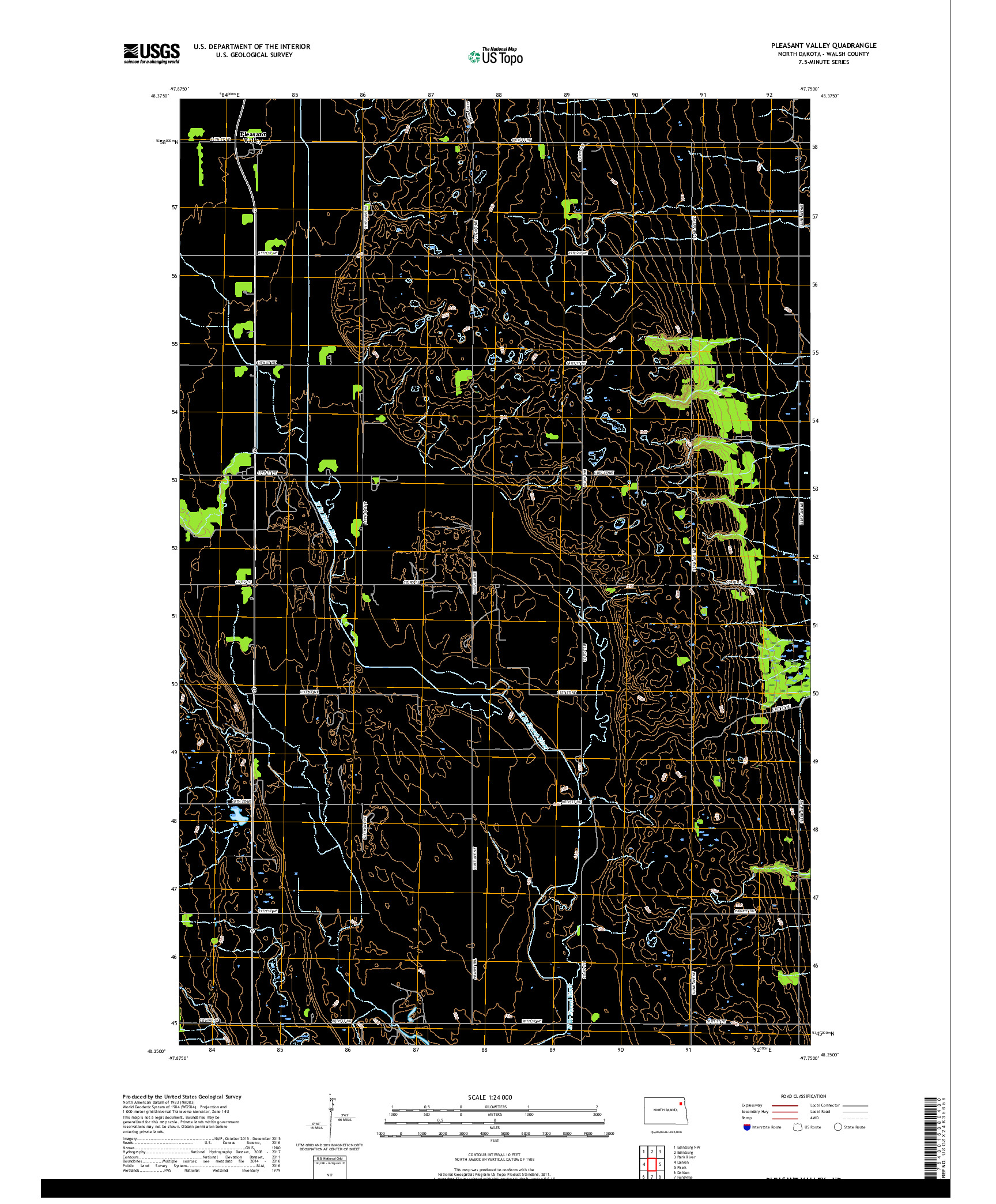 USGS US TOPO 7.5-MINUTE MAP FOR PLEASANT VALLEY, ND 2017