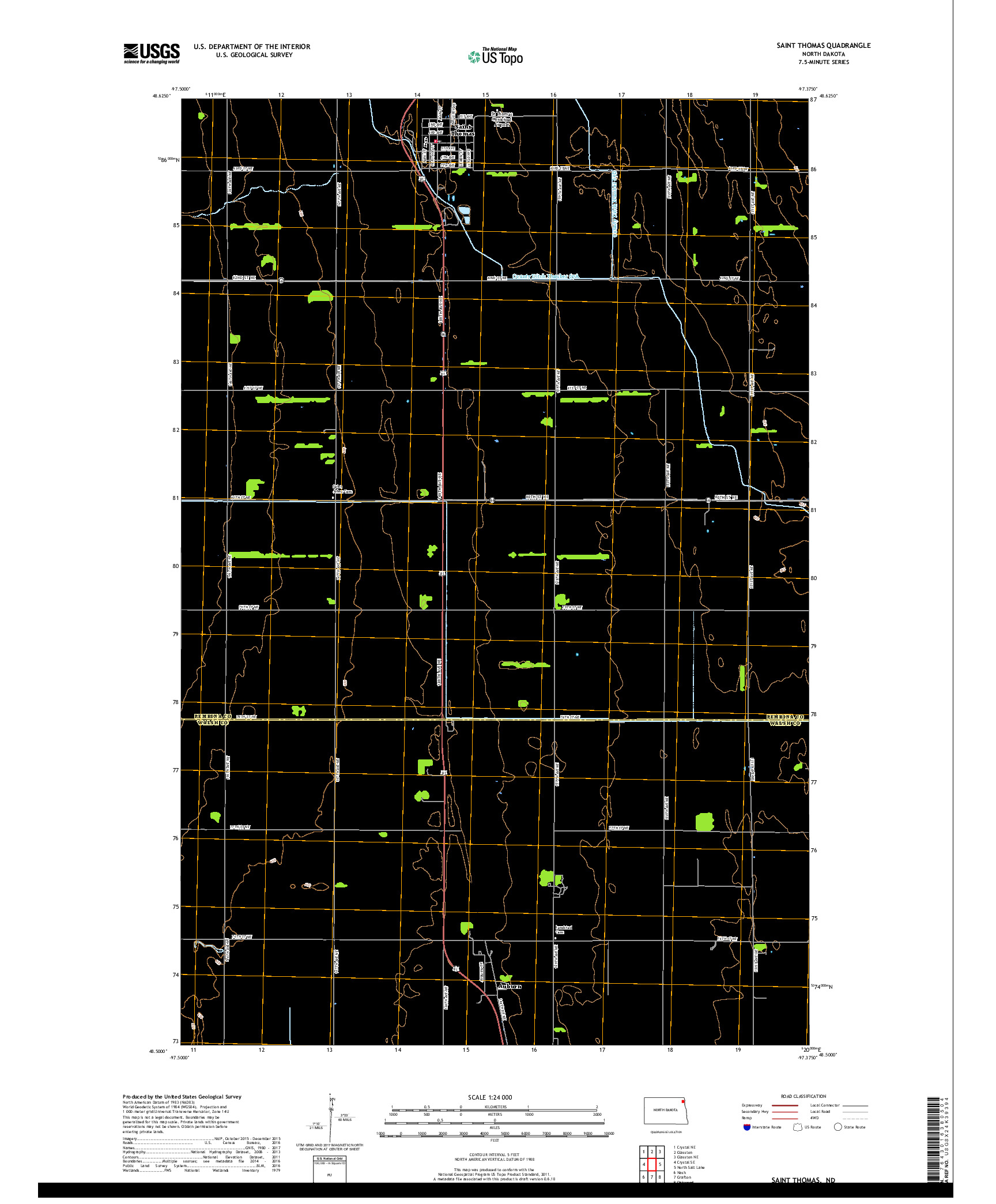 USGS US TOPO 7.5-MINUTE MAP FOR SAINT THOMAS, ND 2017