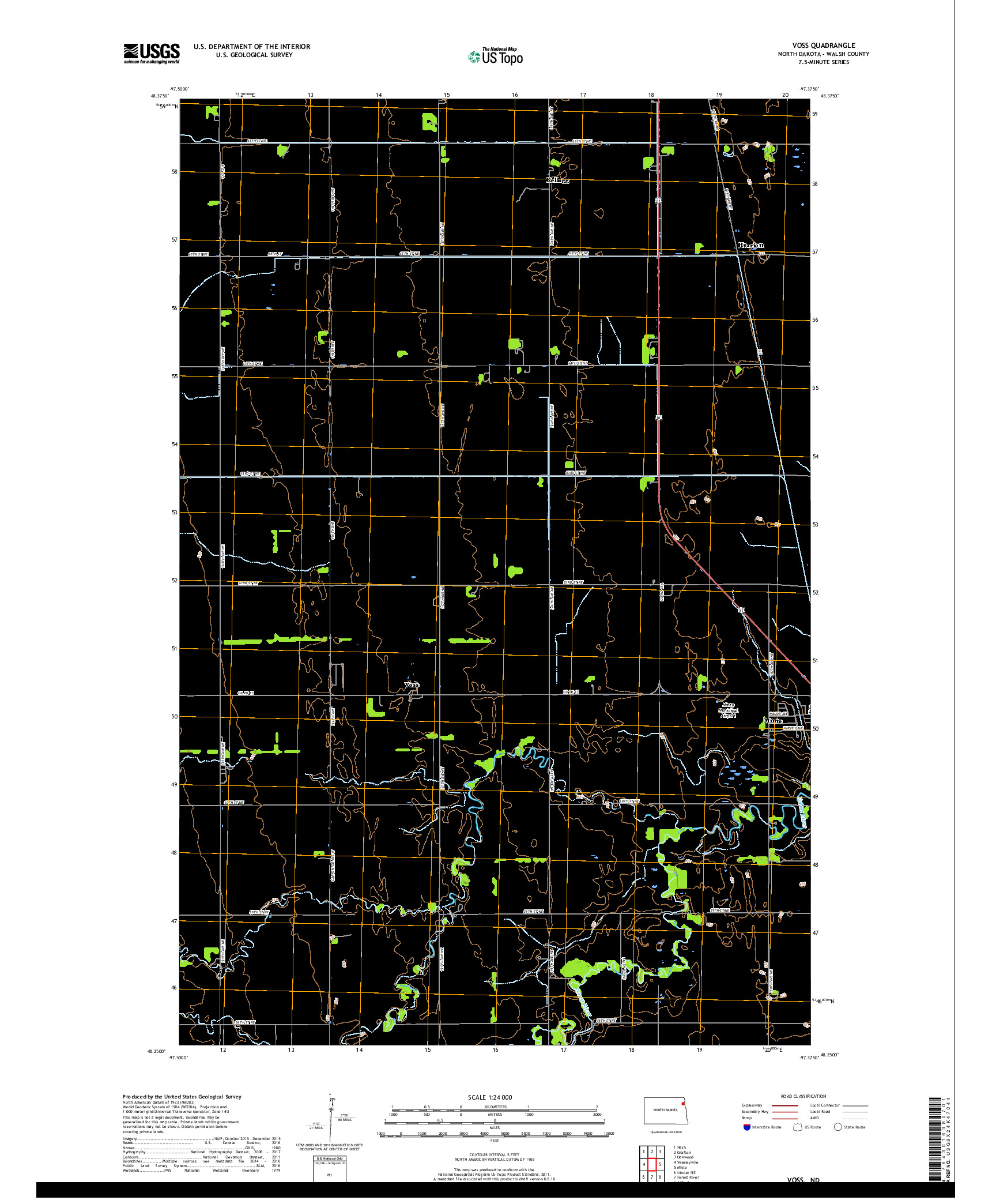 USGS US TOPO 7.5-MINUTE MAP FOR VOSS, ND 2017