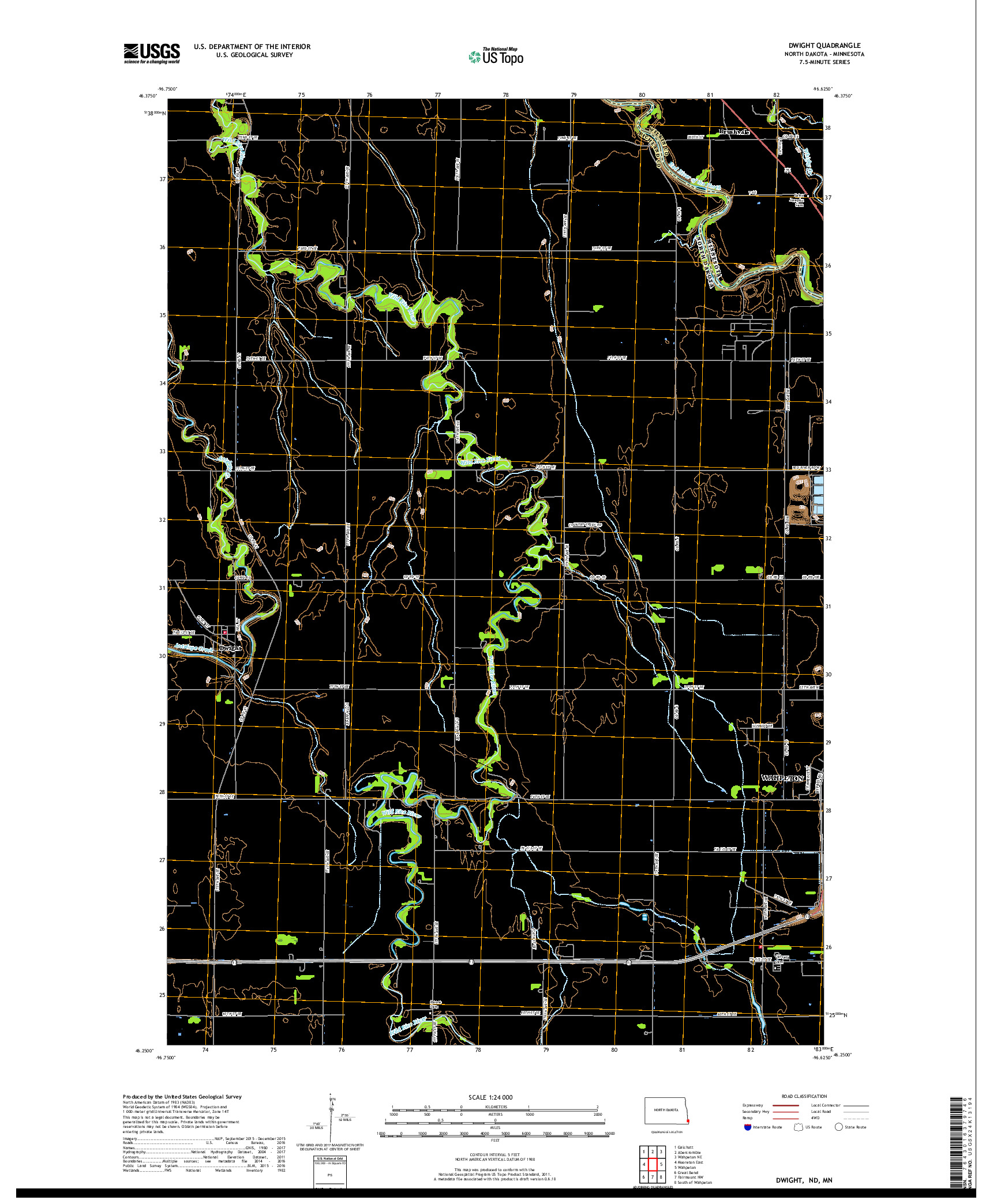 USGS US TOPO 7.5-MINUTE MAP FOR DWIGHT, ND,MN 2017