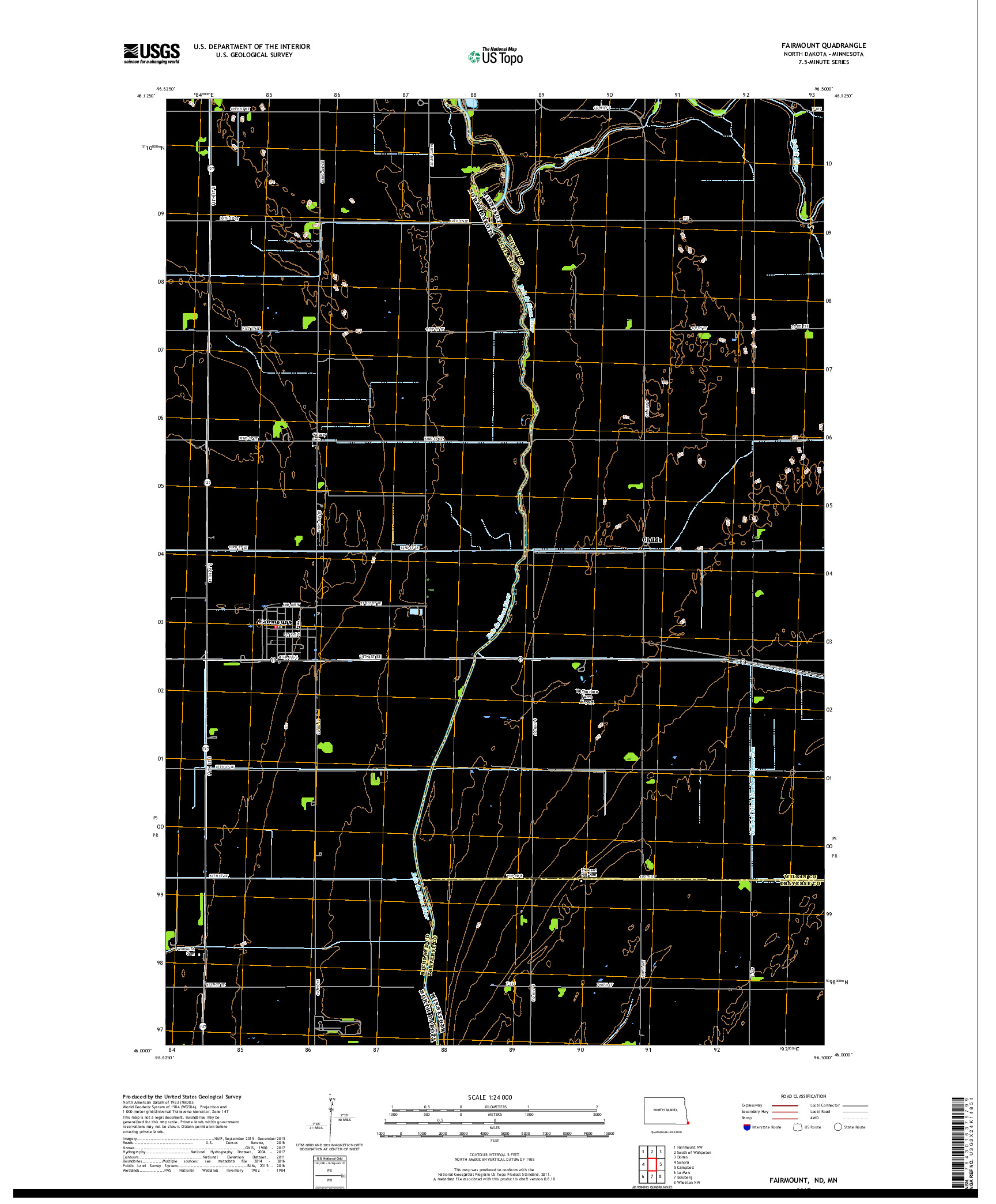 USGS US TOPO 7.5-MINUTE MAP FOR FAIRMOUNT, ND,MN 2017