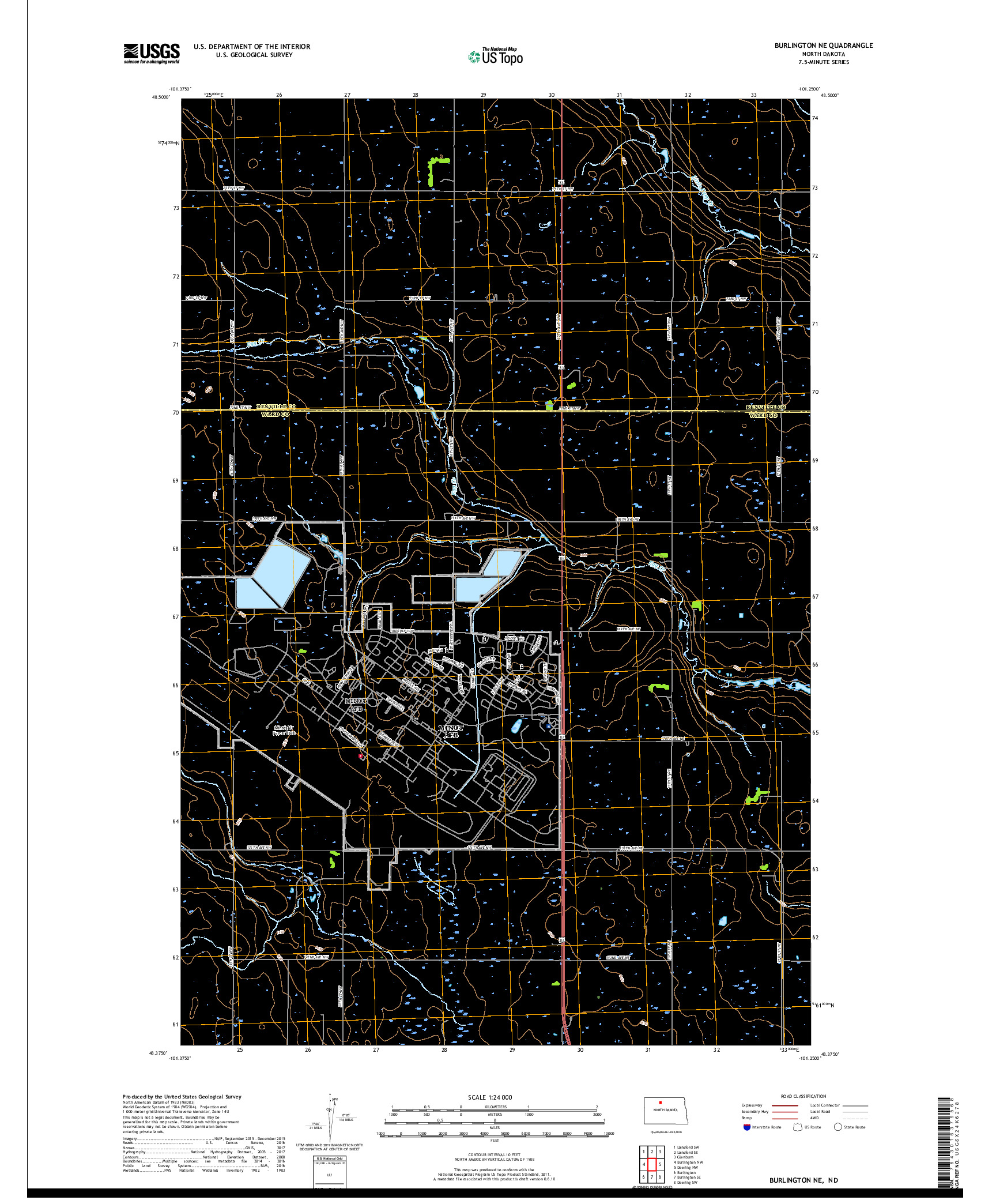 USGS US TOPO 7.5-MINUTE MAP FOR BURLINGTON NE, ND 2017